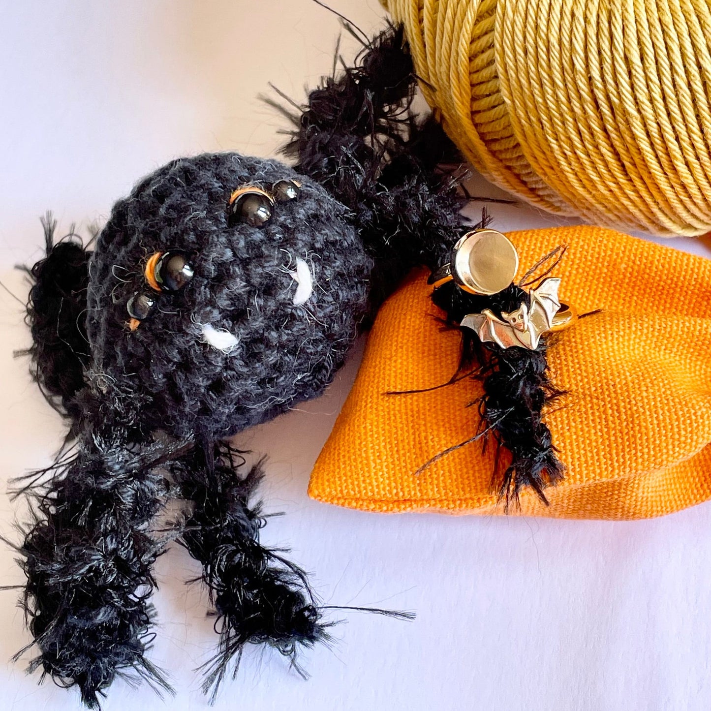 Bat & Moon Bronze Crochet Ring