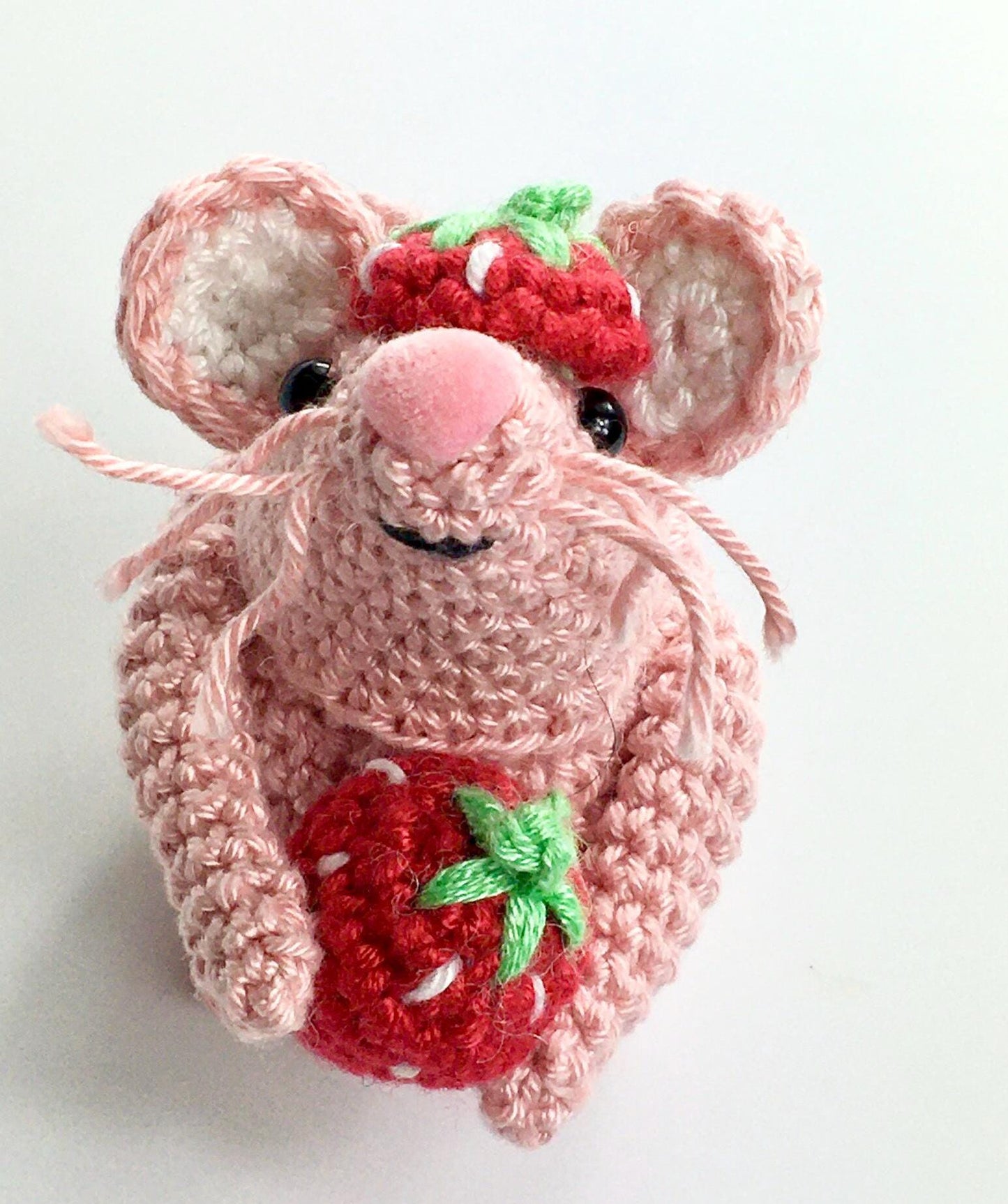 Berry, the Strawberry Mouse! Complete Amigurumi Mouse Crochet Kit with luxury natural yarn.