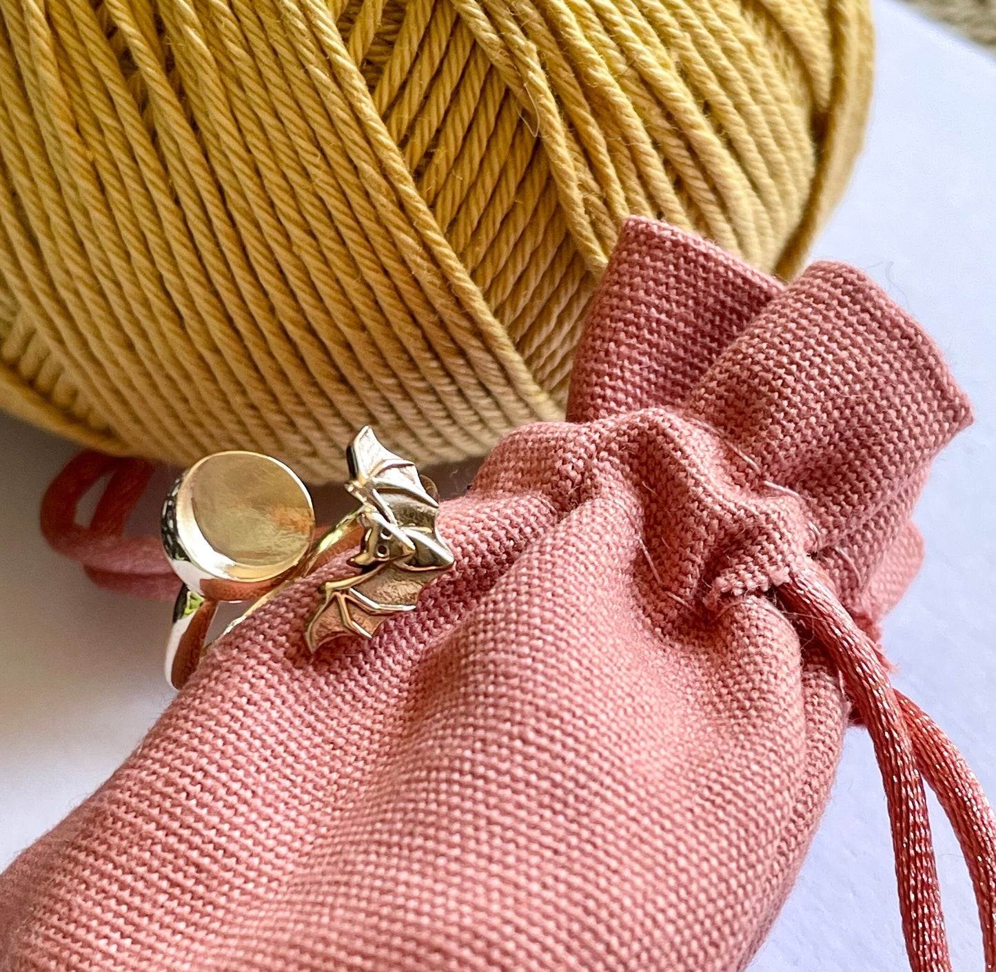 Bat & Moon Recycled Bronze Crochet Ring. Adjustable for crochet tension and comfort.