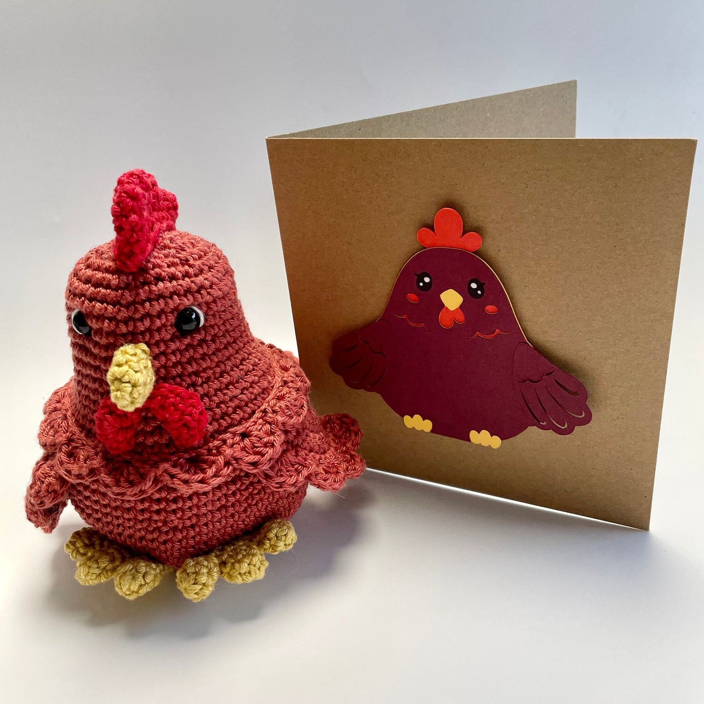 Whimsical Mother Hen Amigurumi Crochet Kit, Sass & Belle Manic Mum Day China Mug plus Handmade Card. Perfect for Gifting!
