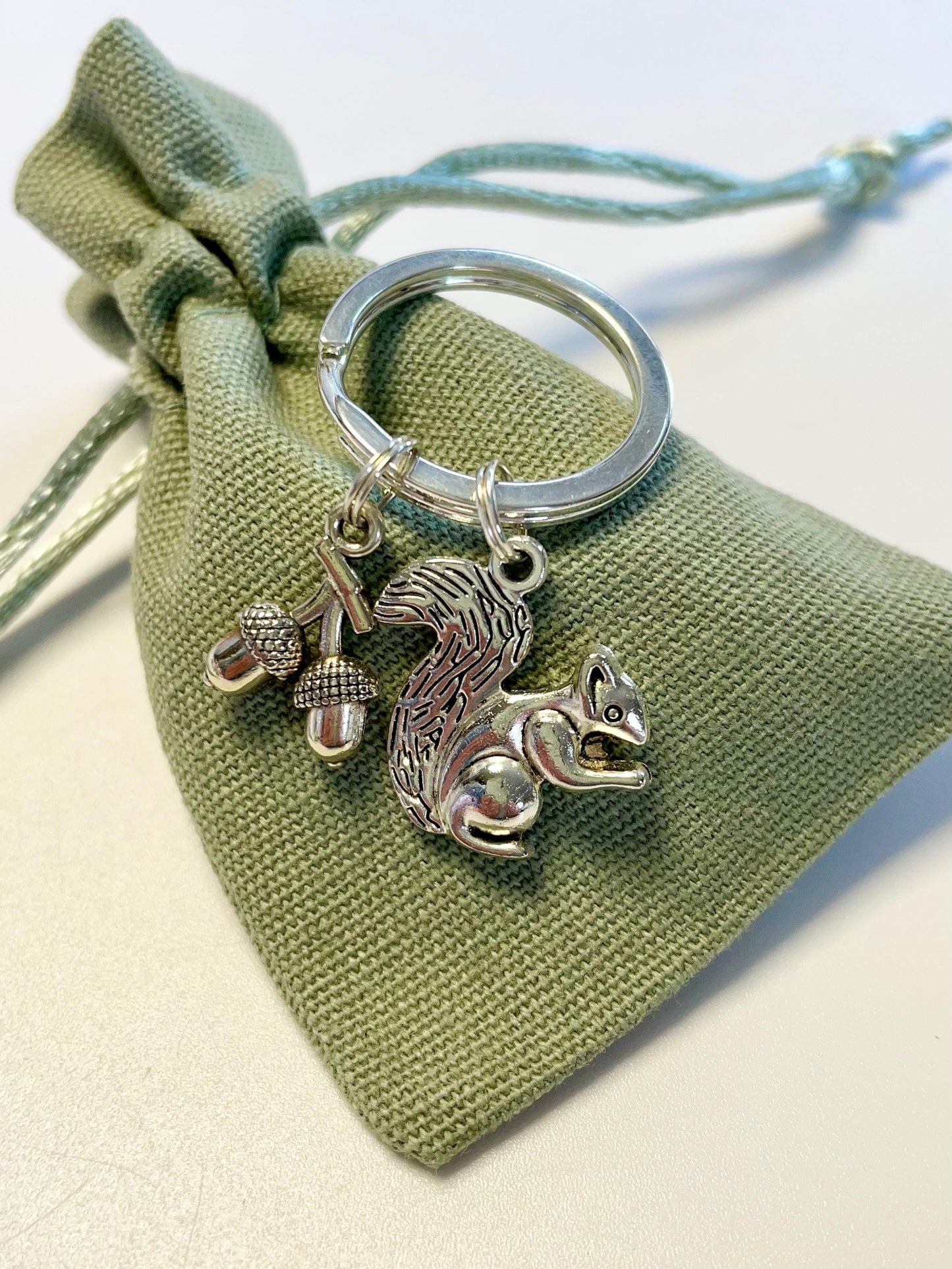Squirrel & Acorns Key Ring.