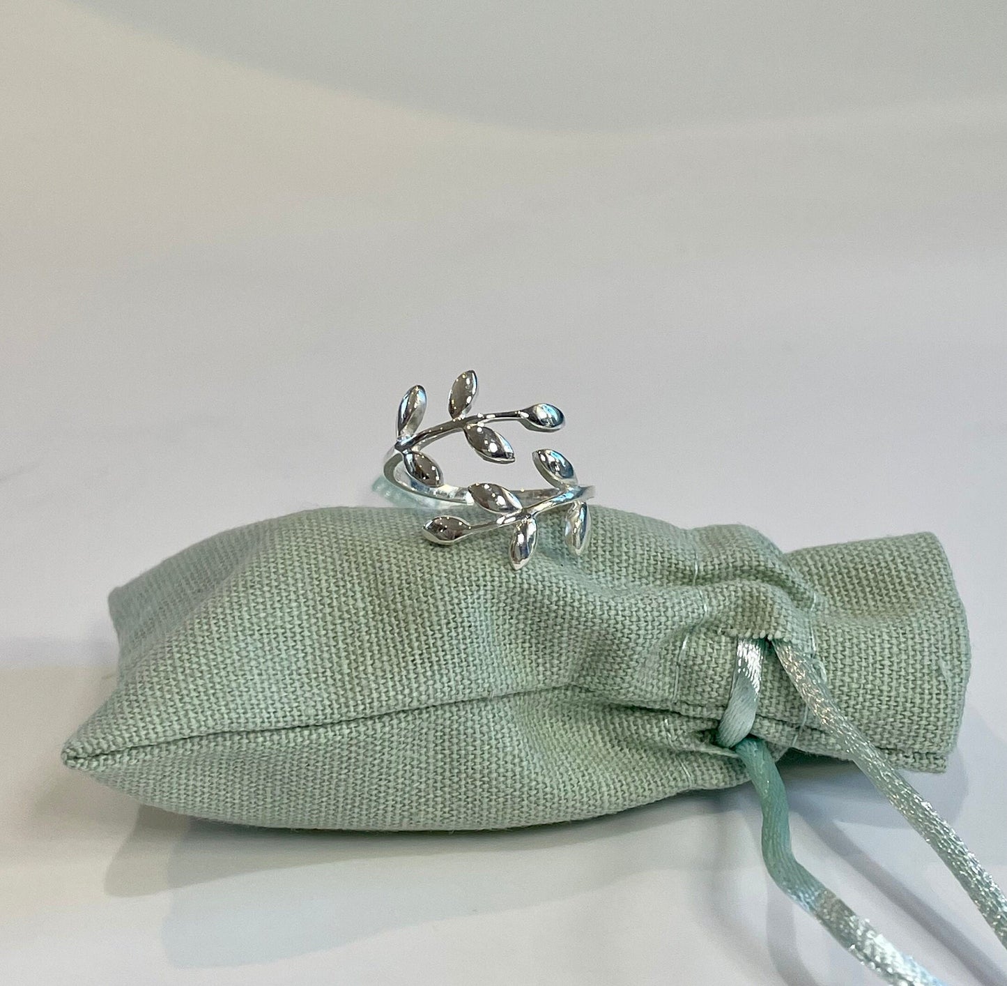 Olive Leaf Crochet Ring.