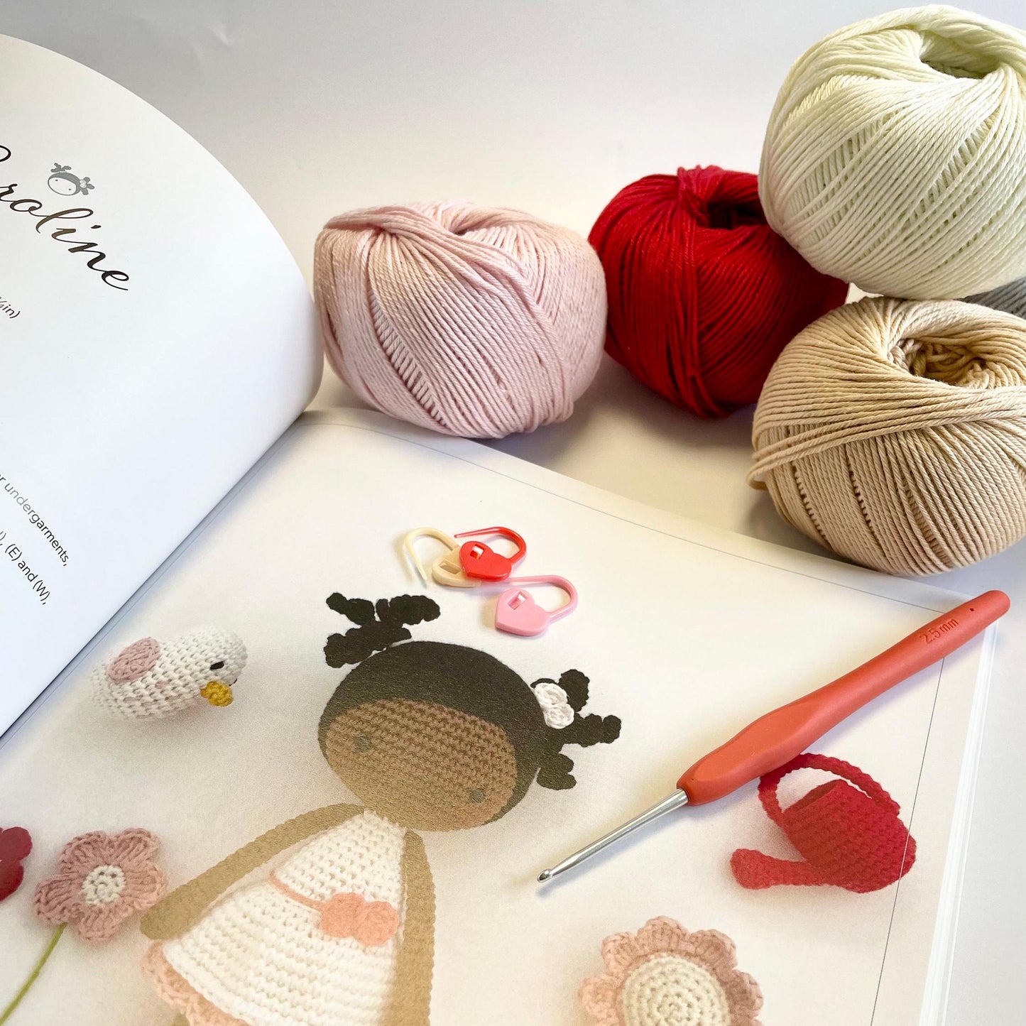 Crochet Dolls Complete Kit. Learn to Crochet with Lulu! Book, Luxury British Yarn, Crochet Hook, Stitch Markers & Accessories.