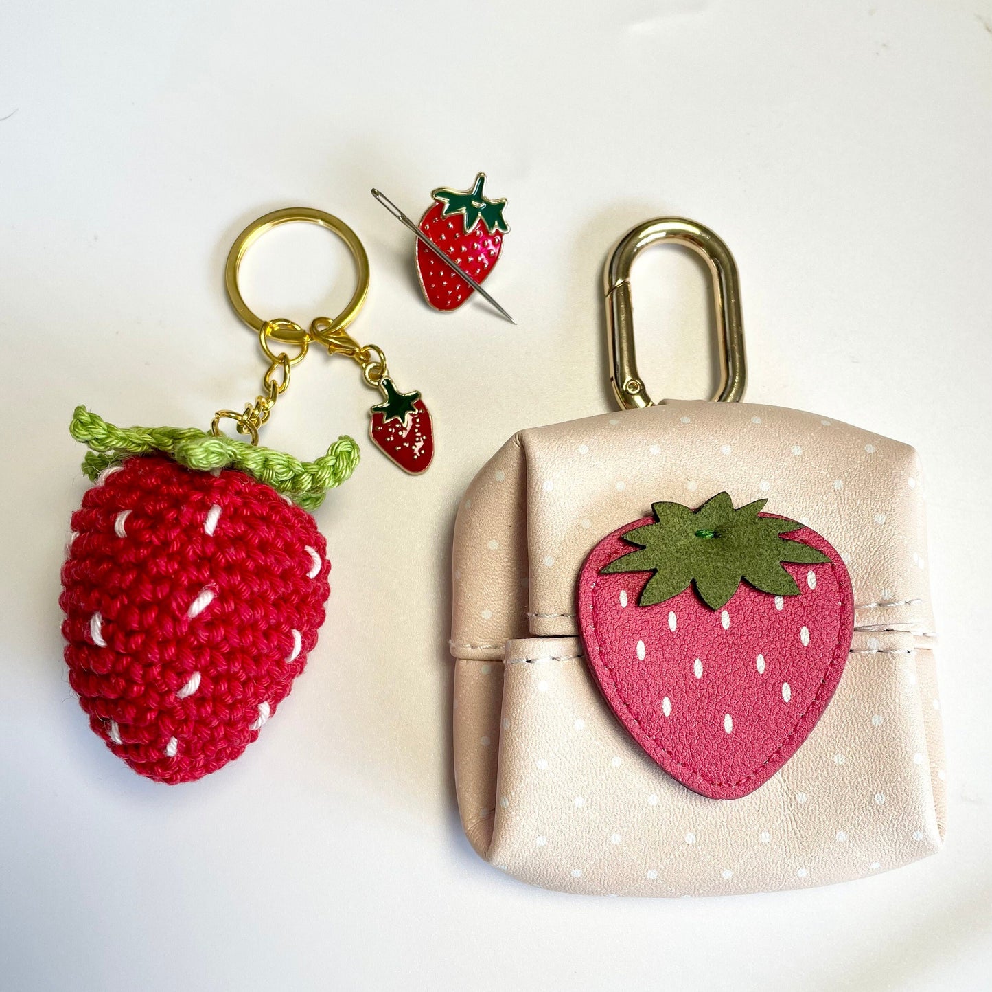 Strawberry Crochet Keyring Kit
