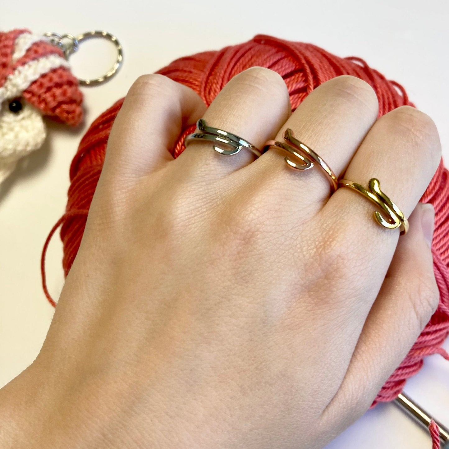 Music Note Crochet Ring. Adjustable little silver/rose gold/ gold crochet ring, for crochet tension and comfort.