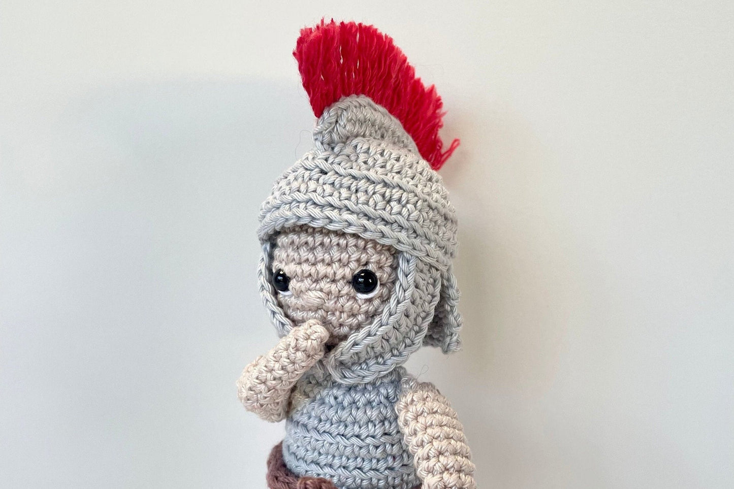 Roman Legionary Amigurumi Crochet Kit. Commissioned by The British Museum. Complete with luxury yarns, full instructions & accessories.