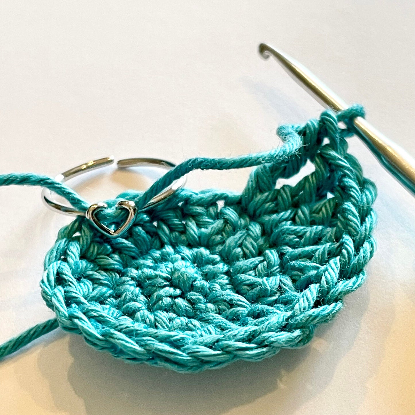 Heart Micro Crochet Ring.