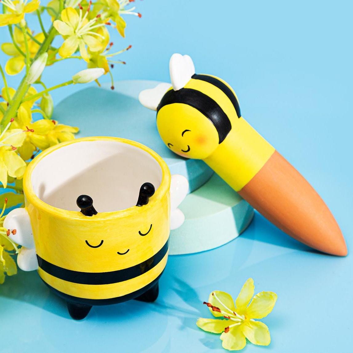 Bee-Loved Bee Crochet Kit & Planter Set. Including luxury British yarns, step by step Instructions, and Bee-utiful Sass and Belle Planter.