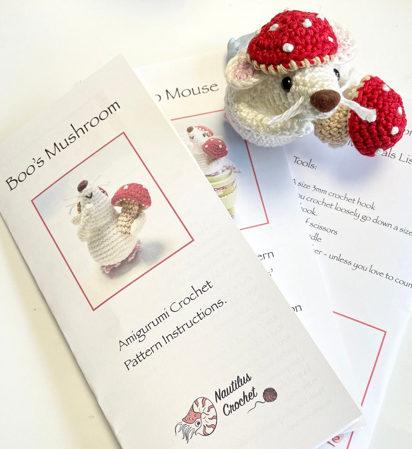 Boo the Mouse and Mushroom Crochet Pattern (Digital Download)