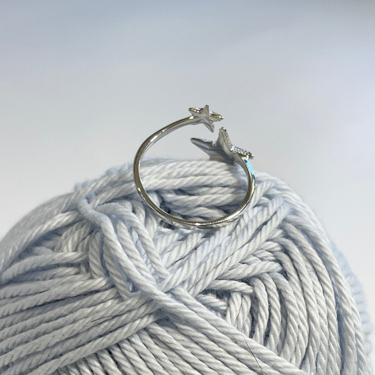 Handmade 'Starfish' Sterling Silver Crochet Ring. Adjustable for crochet tension and comfort. Handmade in Silver for Nautilus Crochet.