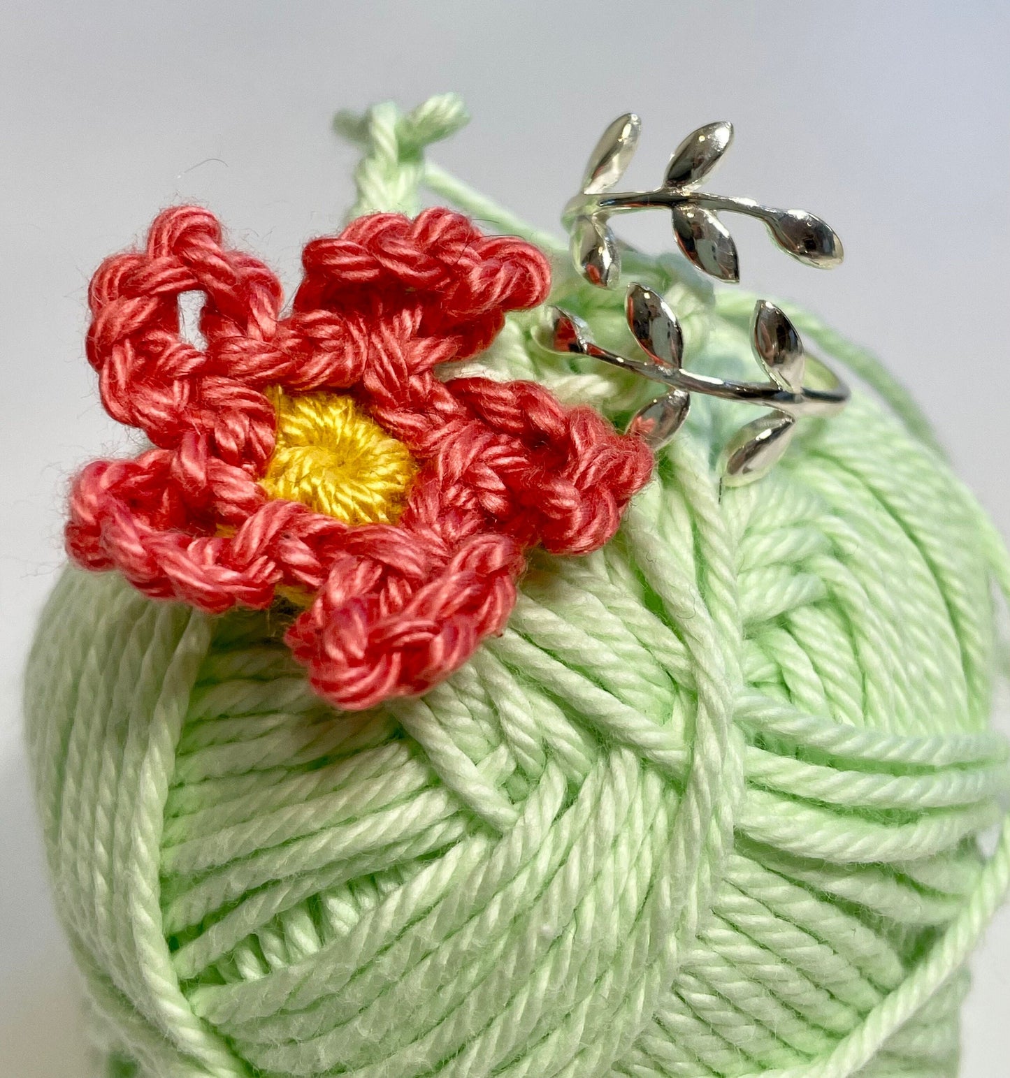 Olive Leaf Crochet Ring.