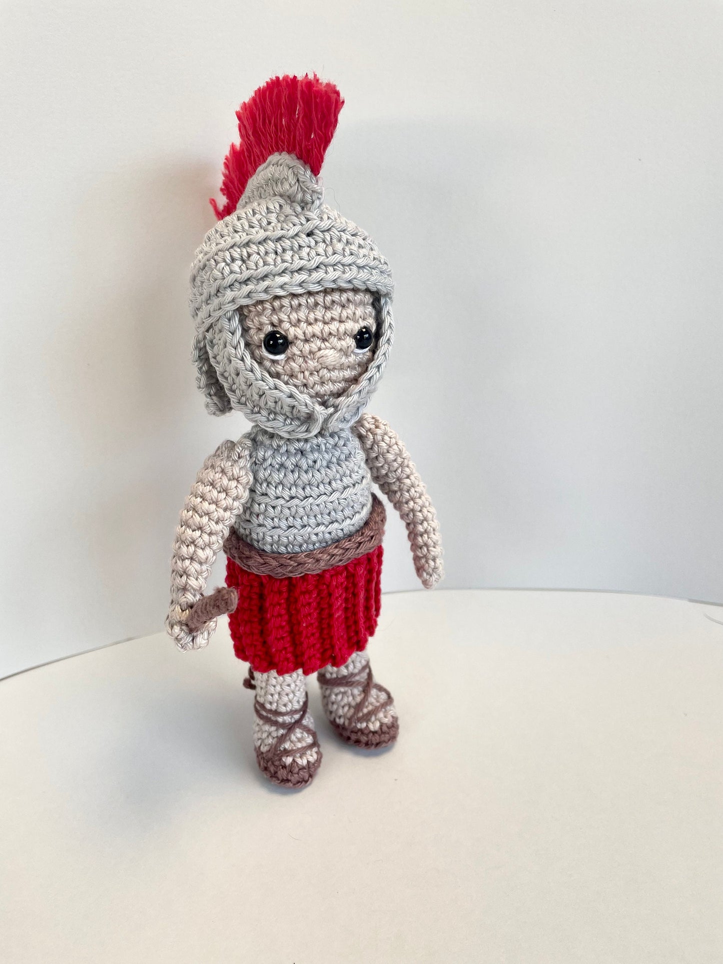 Roman Legionary Amigurumi Crochet Kit. Commissioned by The British Museum. Complete with luxury yarns, full instructions & accessories.