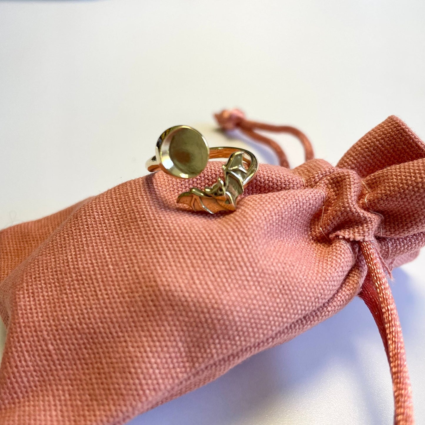 Bat & Moon Bronze Crochet Ring
