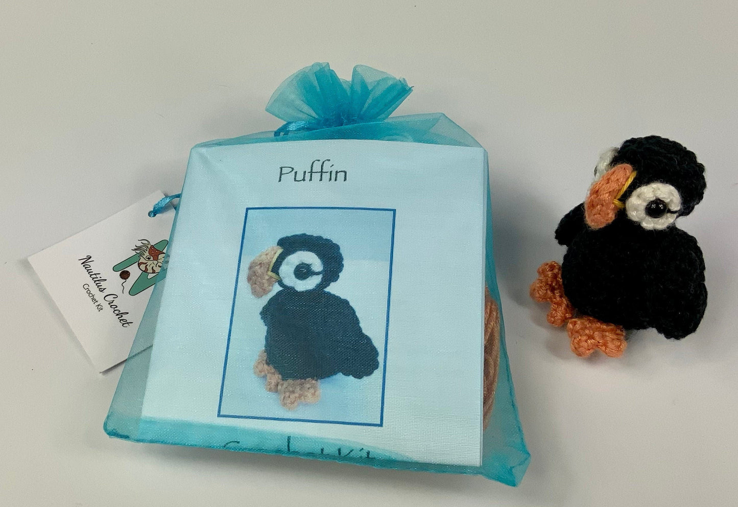 Artic Puffin Kit. A Complete Crochet Kit with Luxury Cotton & Bamboo Yarns.