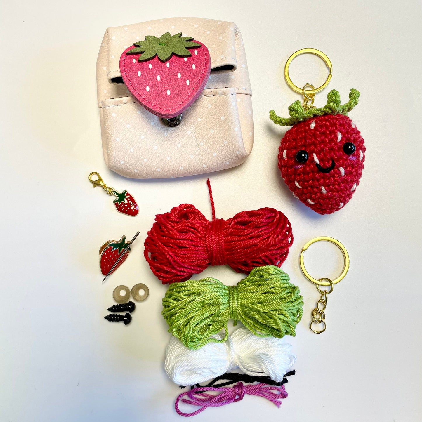 Strawberry Crochet Keyring Kit