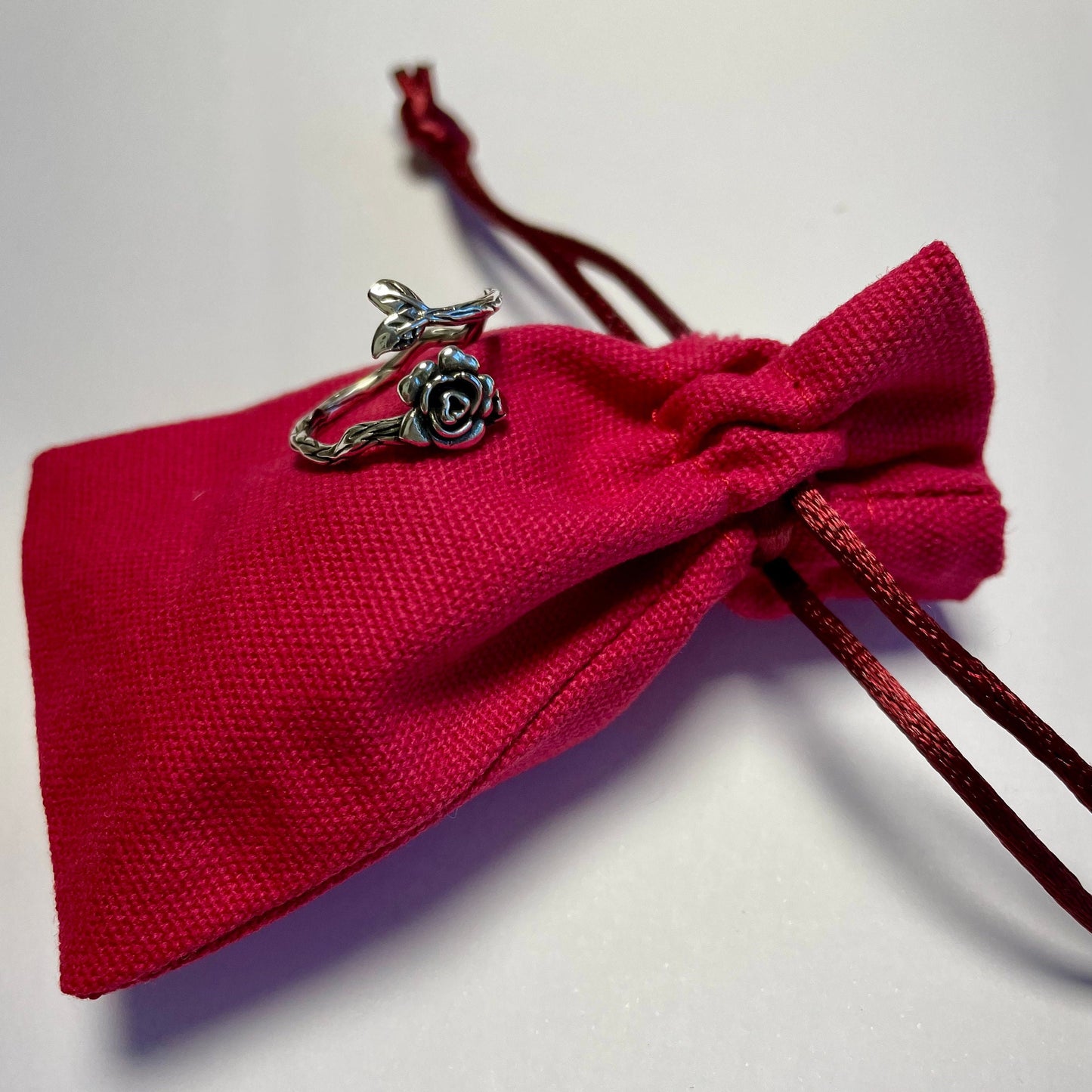 Briar Rose Silver Plated Crochet Ring. Adjustable size for crochet tension and comfort.
