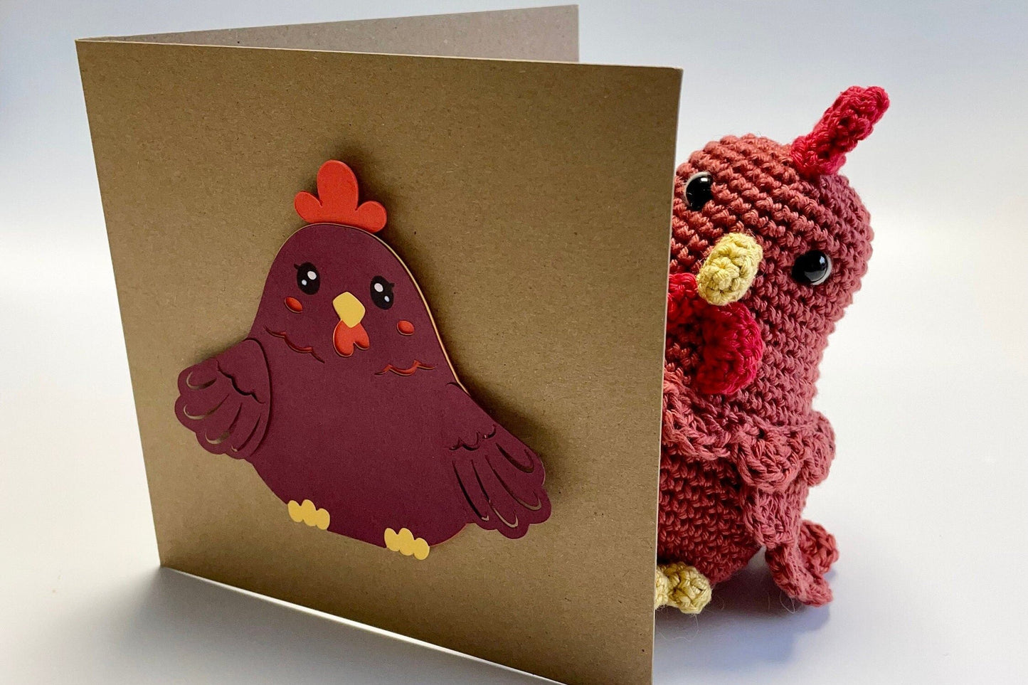 Whimsical Mother Hen Amigurumi Crochet Kit, Sass & Belle Manic Mum Day China Mug plus Handmade Card. Perfect for Gifting!