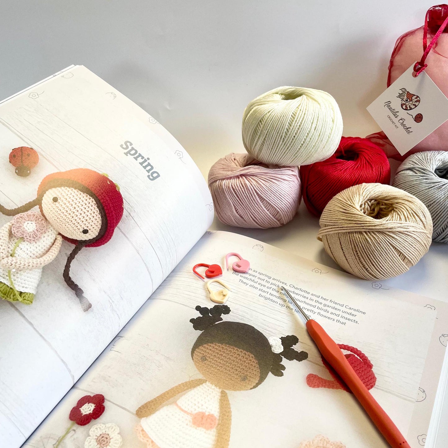 Crochet Dolls Complete Kit. Learn to Crochet with Lulu! Book, Luxury British Yarn, Crochet Hook, Stitch Markers & Accessories.