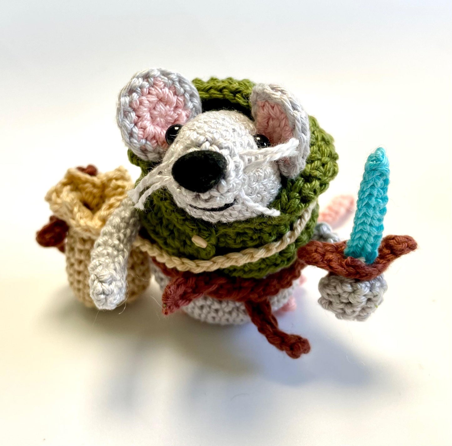 Bill the Hobbit Mouse Crochet Kit. Complete Kit with Full Step by Step Instructions & Luxury Natural Yarns. Ren Faire Mouse!