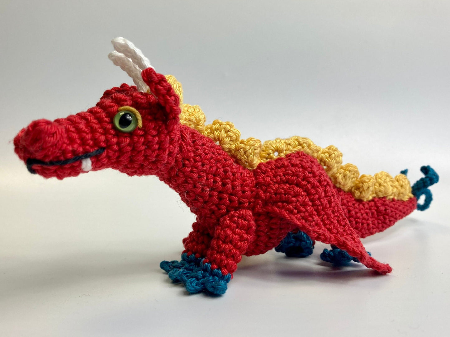 Huw the Welsh Dragon Crochet Kit. Featuring gorgeous UK yarns.