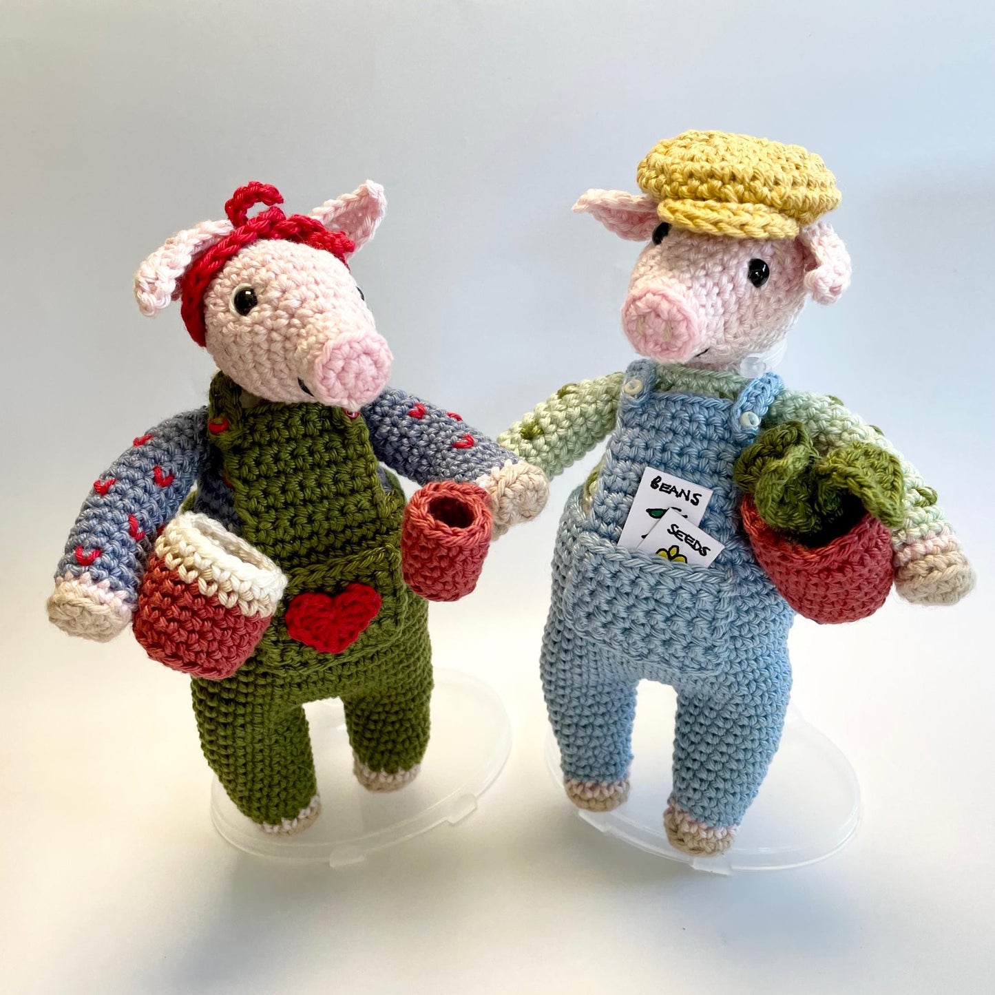 Ebb The Gardener! Pig Amigurumi Crochet Kit featuring Ebb, A laid-back, dungaree clad pig with a passion for Plants!
