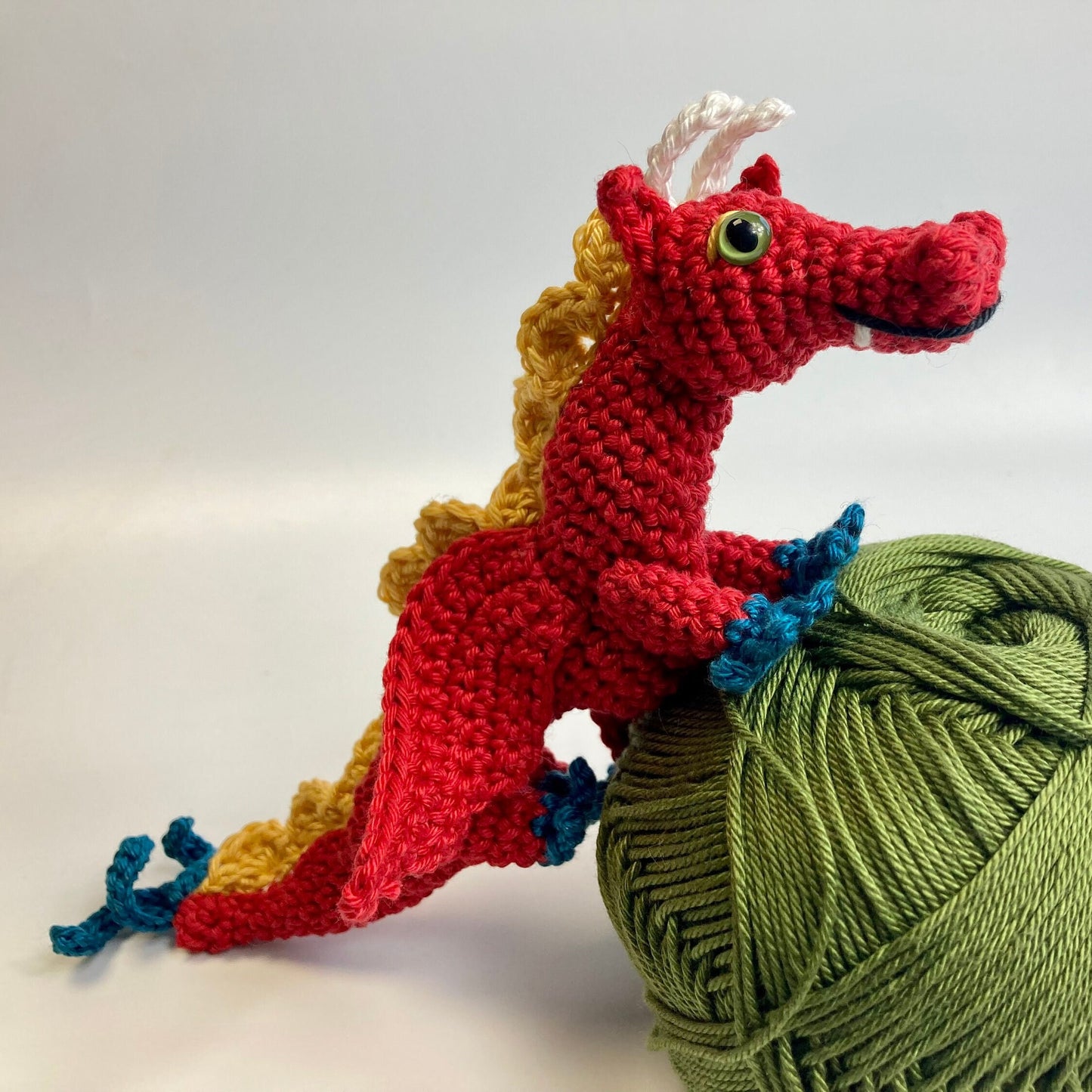Huw the Welsh Dragon Crochet Kit. Featuring gorgeous UK yarns.