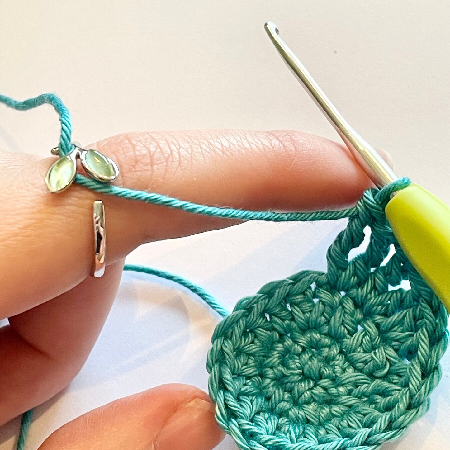 Leaf & Bud Crochet Ring.