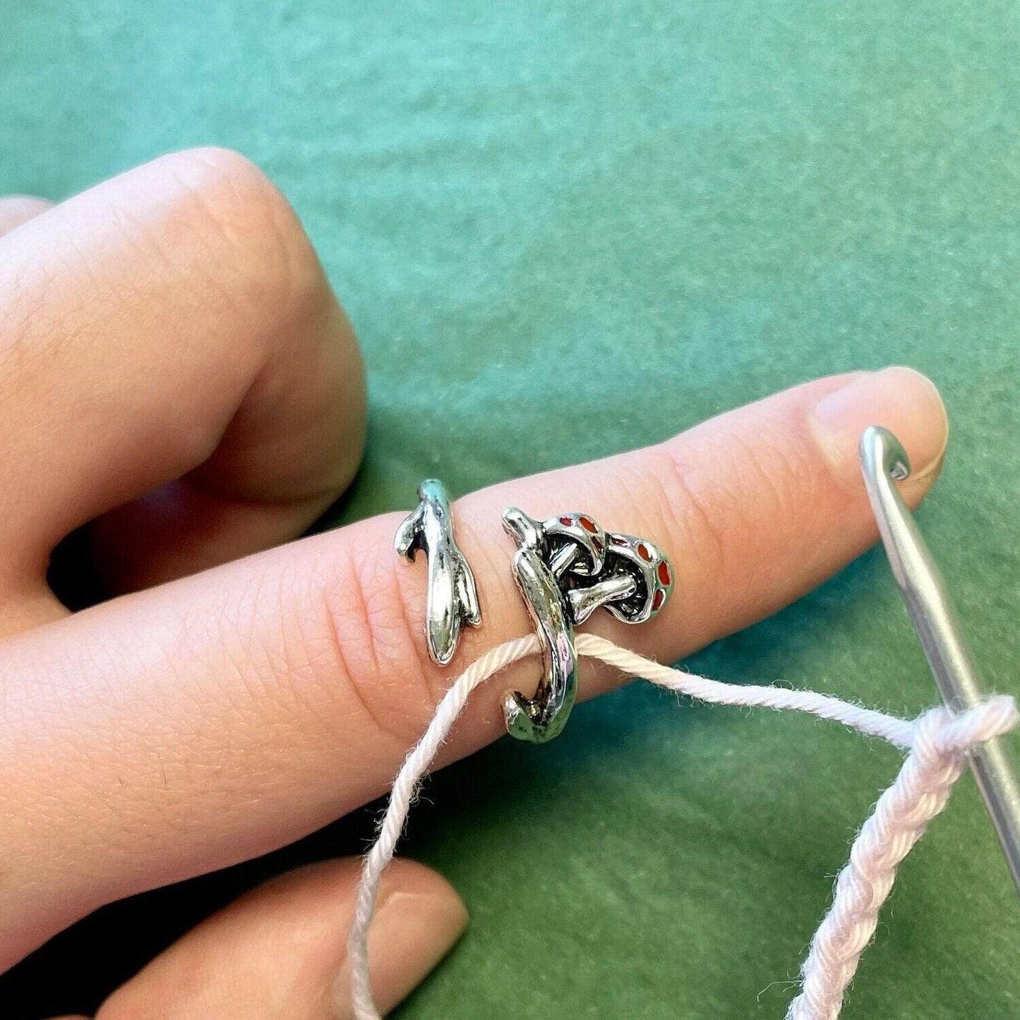 Amanita Mushroom Crochet Ring