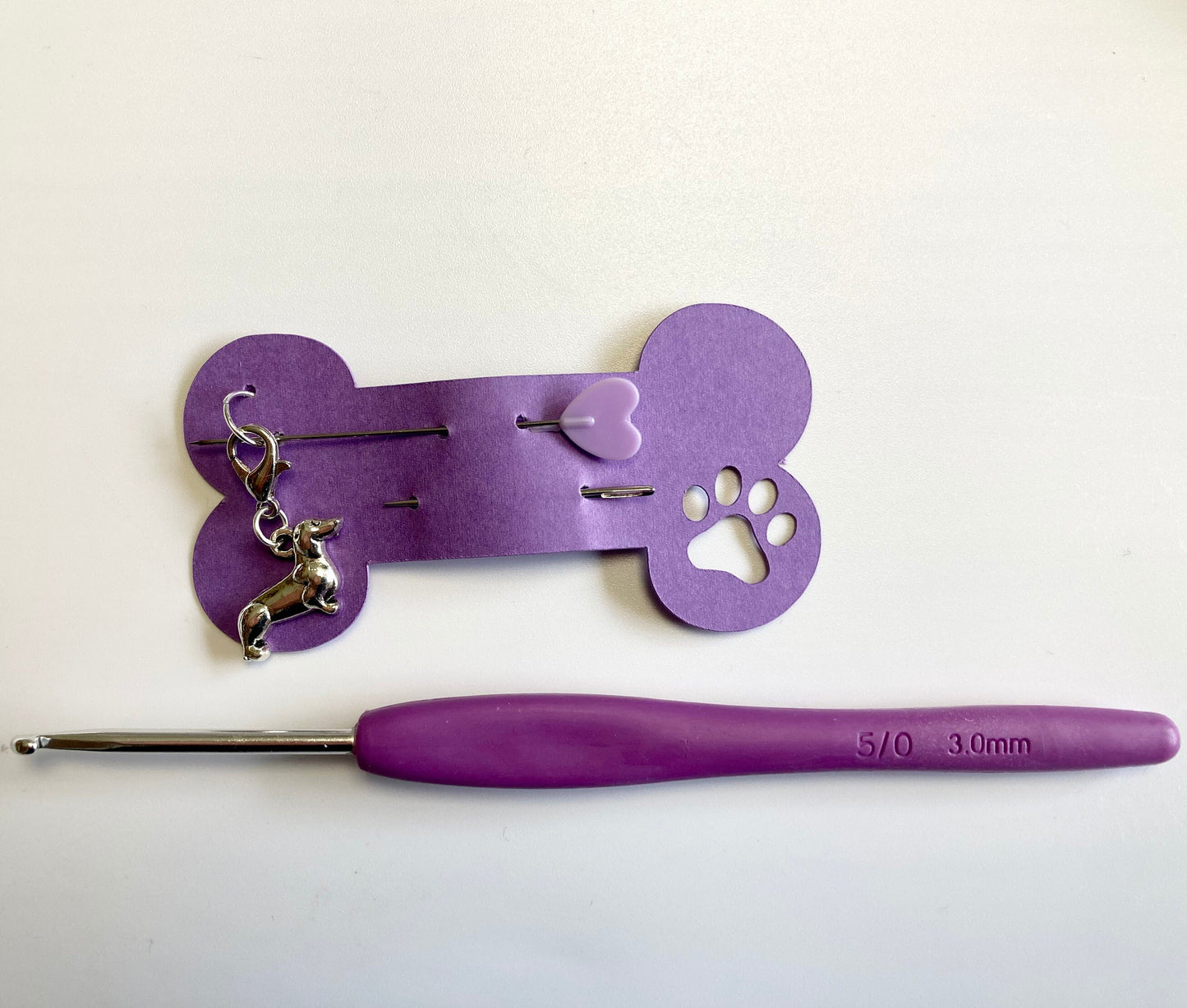 Dog Crochet Kit. Complete kit including Instruction Book of 10 Dog Breed Designs, Our Cotton Yarn, Crochet Hook & Dachshund Stitch Marker .