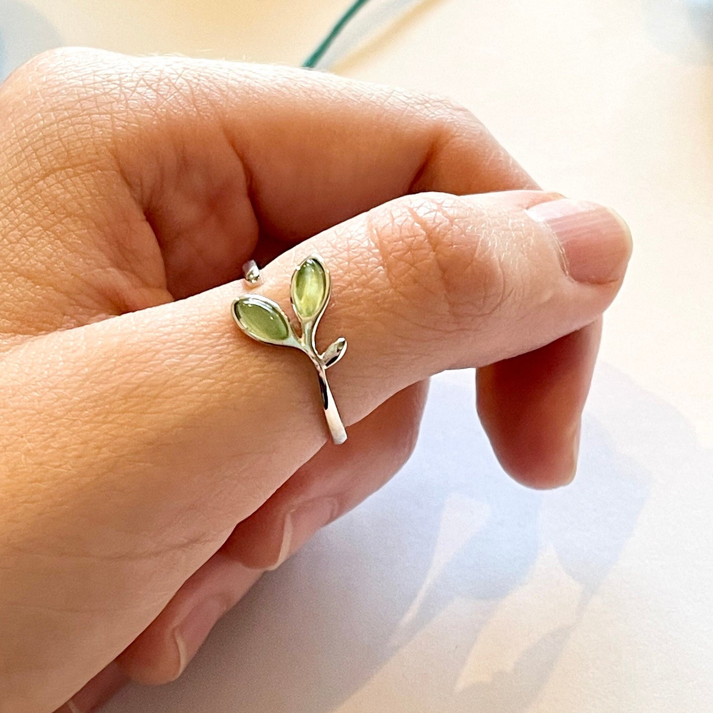 Leaf & Bud Crochet Ring.