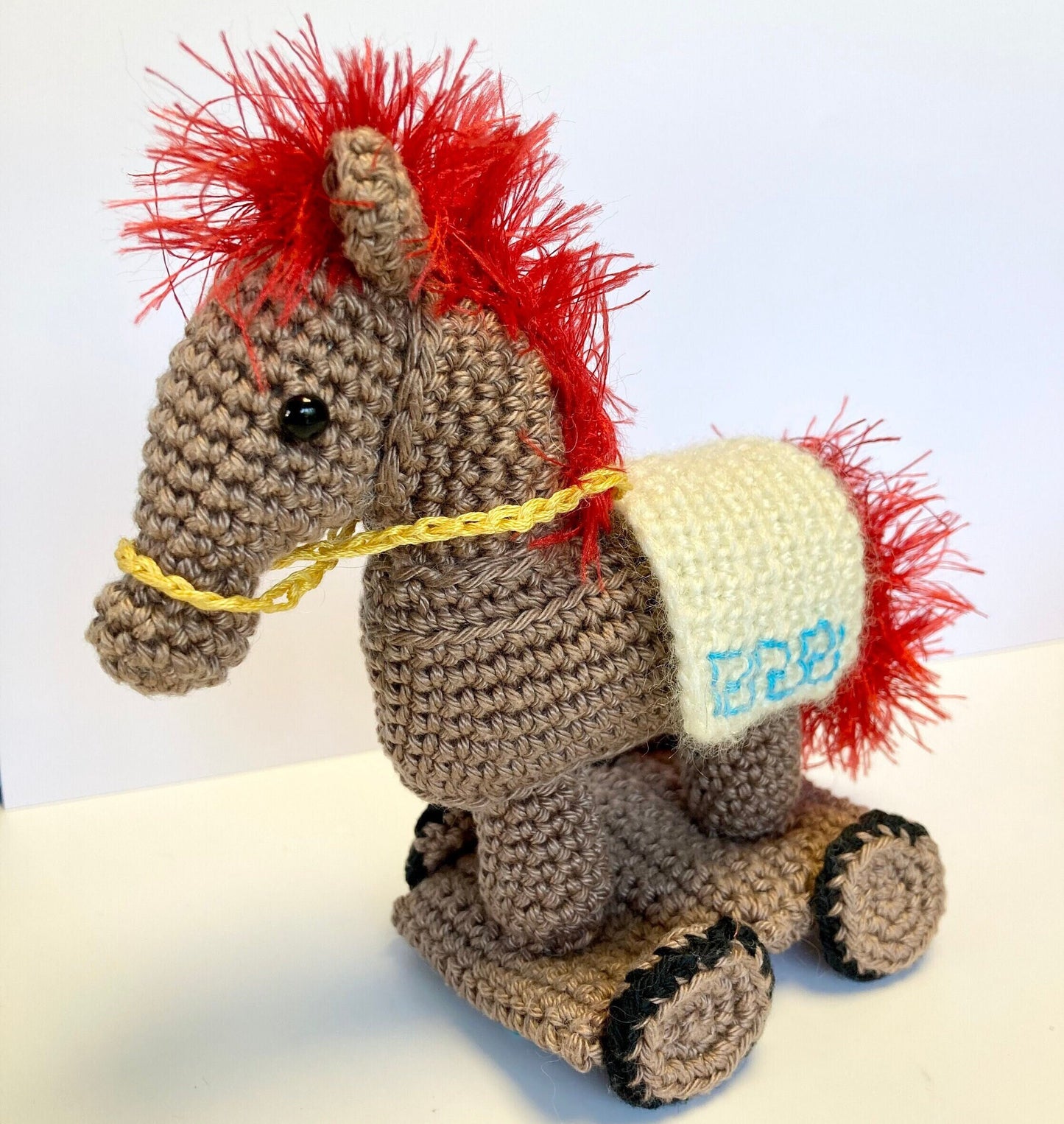 Trojan Horse Amigurumi Crochet Kit. Cutest little Greek horse to crochet with luxury yarns. Perfect for gifting!