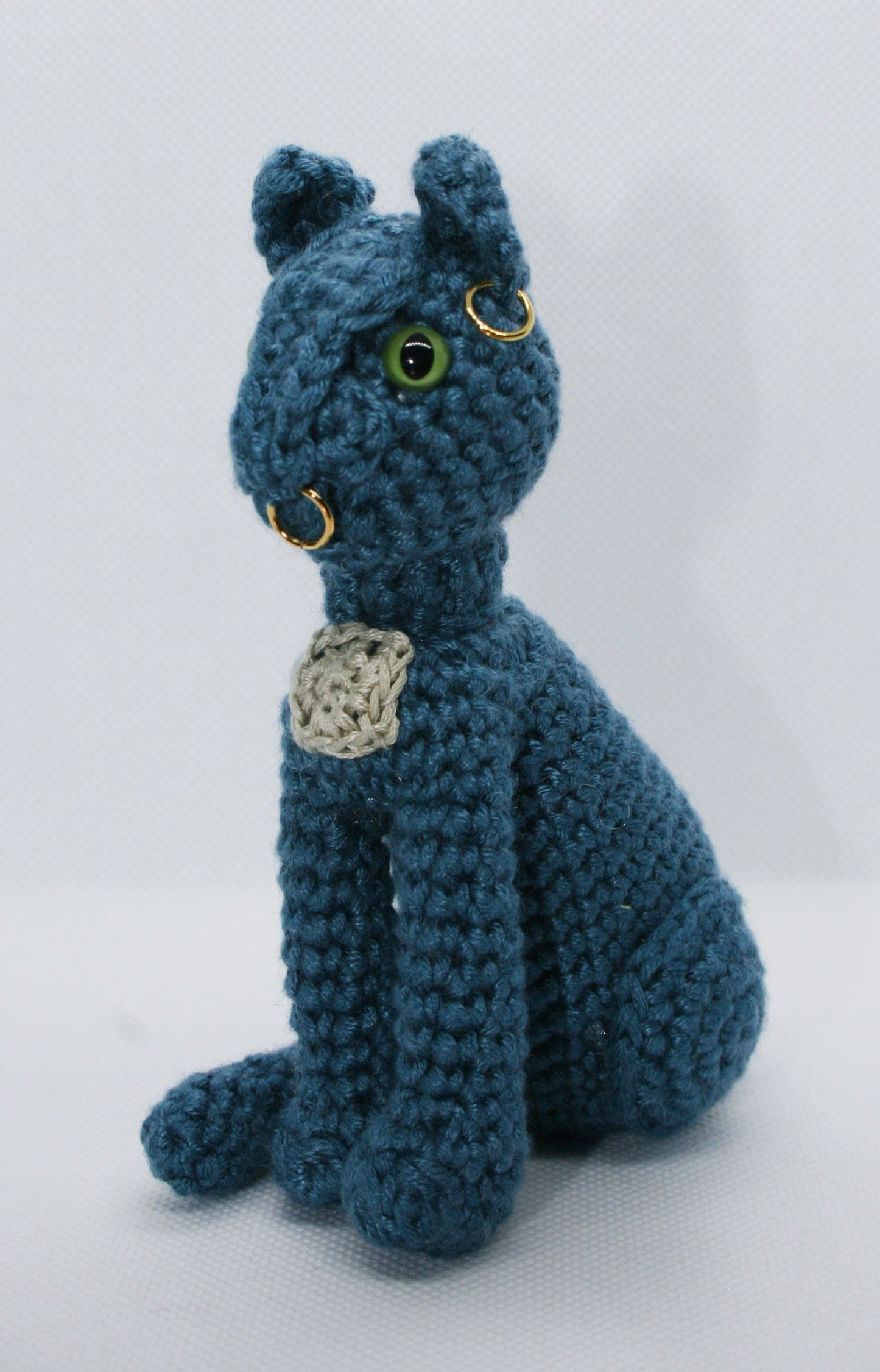 Bastet Egyptian Cat Crochet Kit. A complete kit with luxury yarn, accessories & silver stitch marker/charm. AKA The Gayer-Anderson Cat.