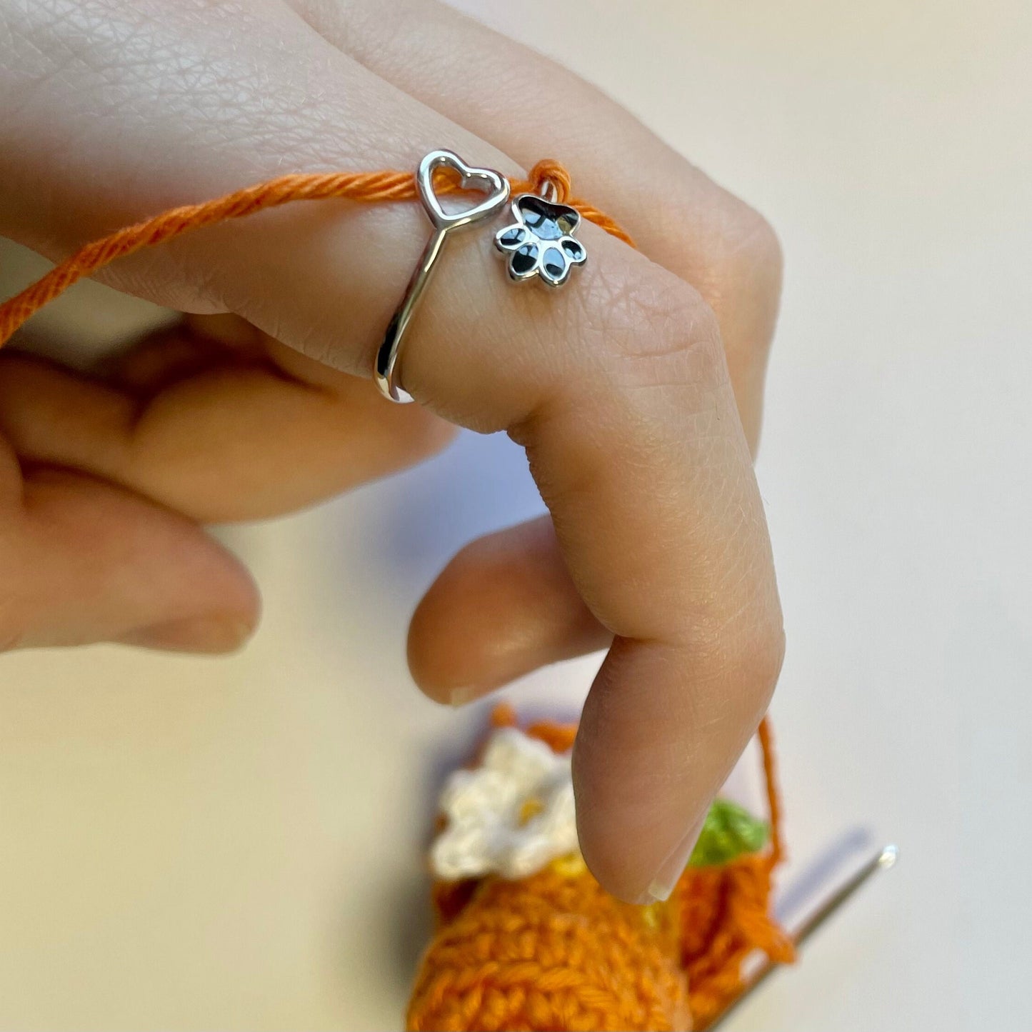 Dog Paw Crochet Ring