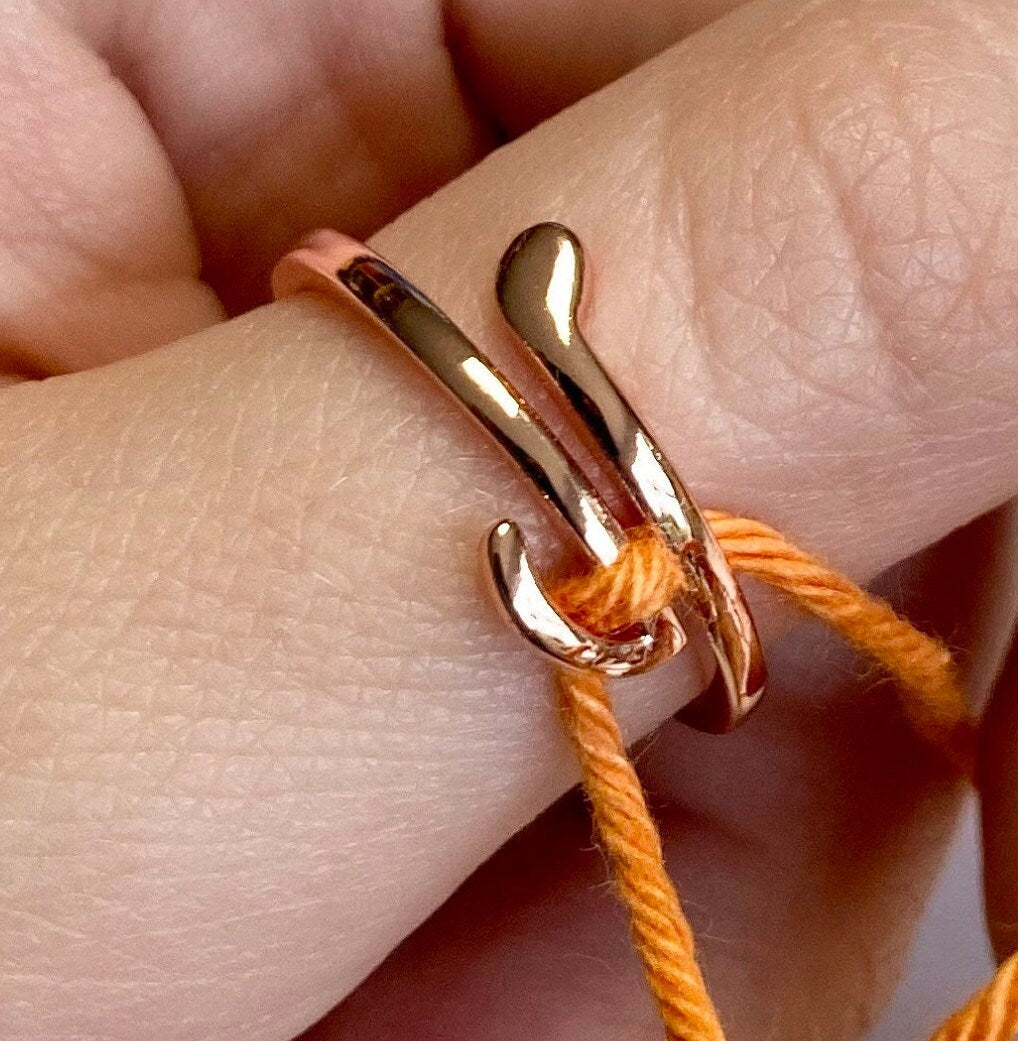 Music Note Crochet Ring. Adjustable little silver/rose gold/ gold crochet ring, for crochet tension and comfort.