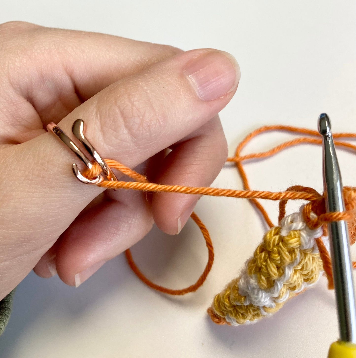 Music Note Crochet Ring. Adjustable little silver/rose gold/ gold crochet ring, for crochet tension and comfort.