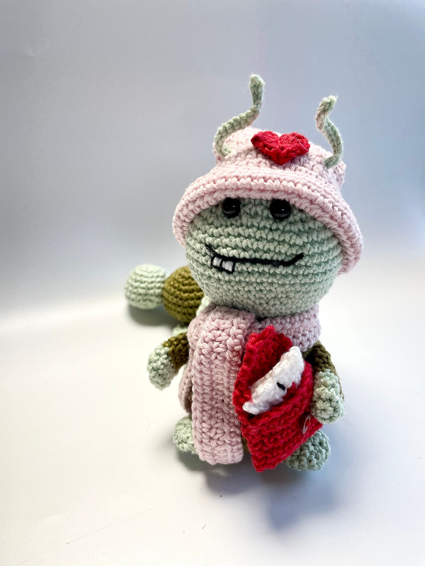 Love Bug Crochet Kit. Meet Ernest, a love bug with a special message! Complete kit with full instructions, crochet hook and luxury yarns.