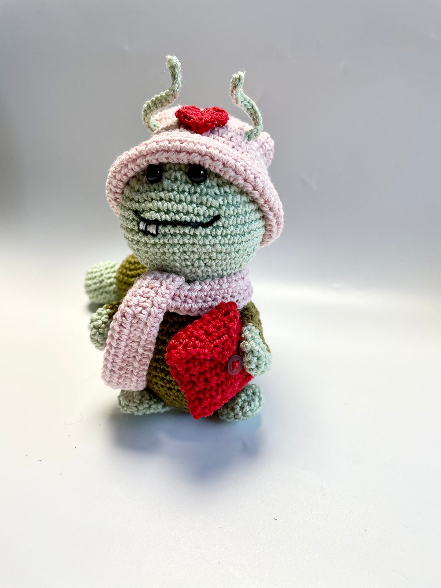 Love Bug Crochet Kit. Meet Ernest, a love bug with a special message! Complete kit with full instructions, crochet hook and luxury yarns.