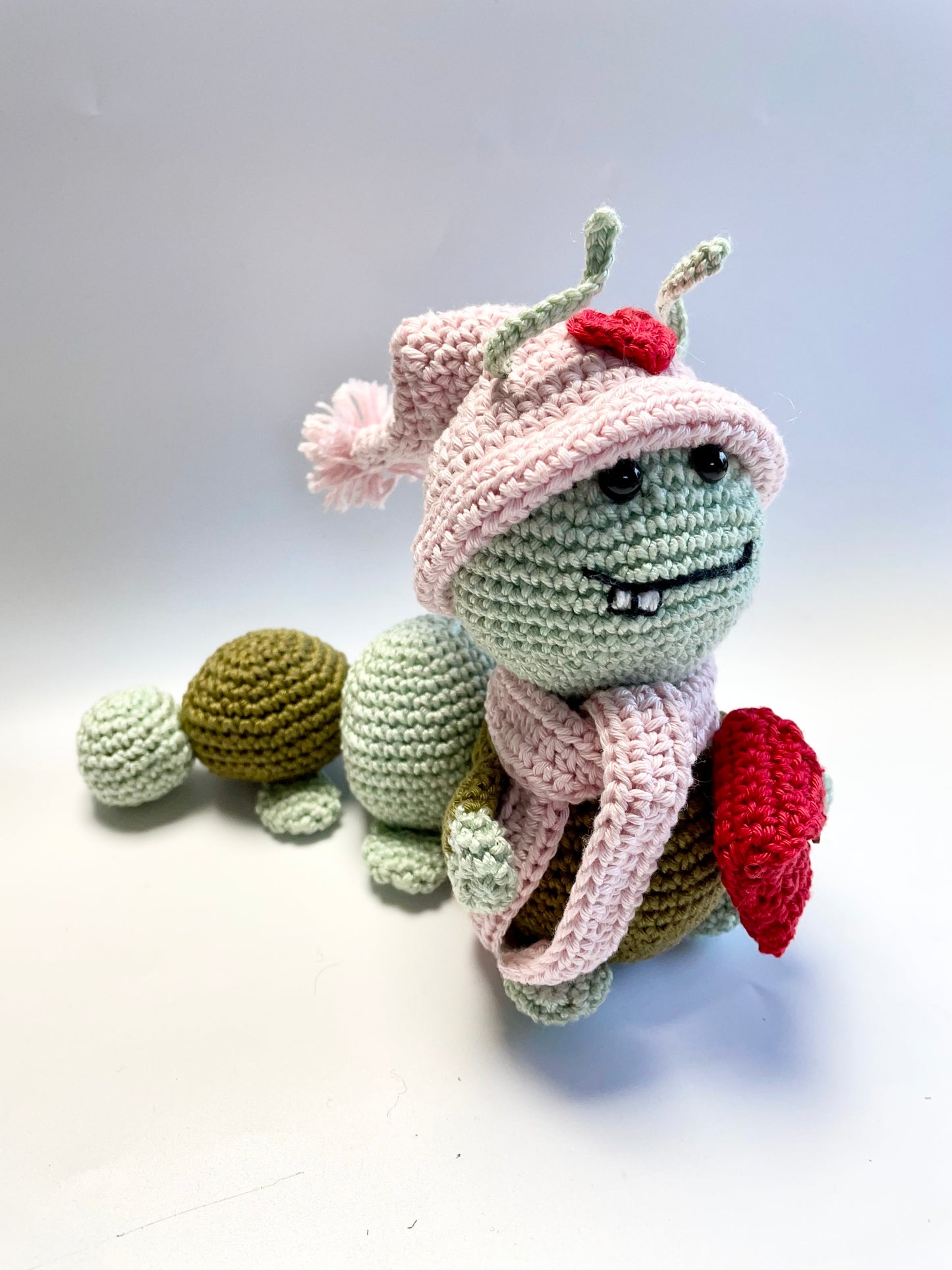Love Bug Crochet Kit. Meet Ernest, a love bug with a special message! Complete kit with full instructions, crochet hook and luxury yarns.