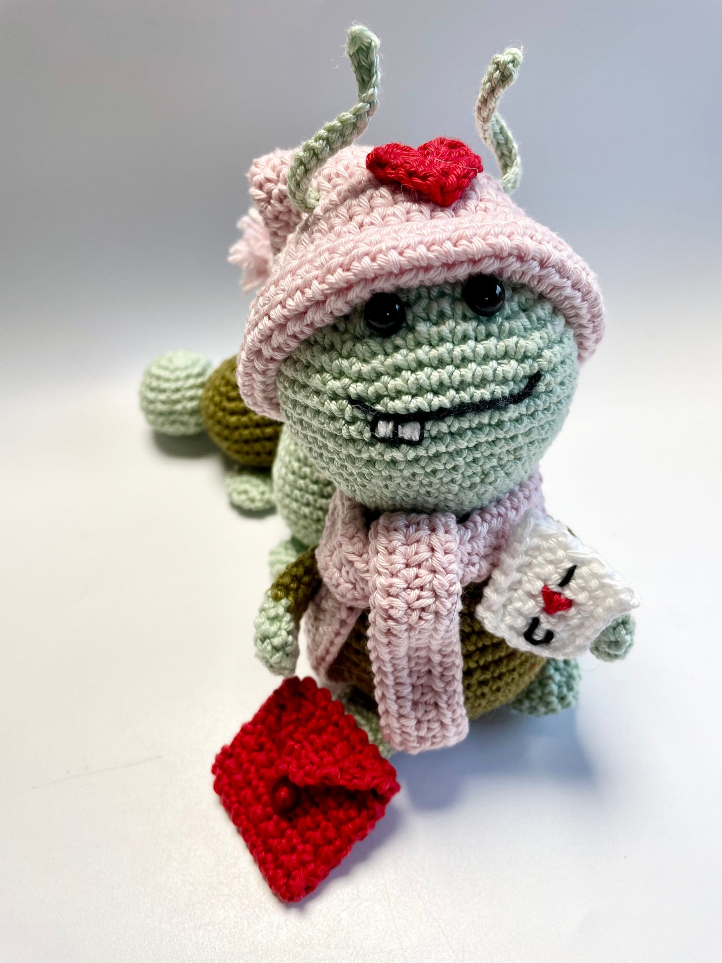 Love Bug Crochet Kit. Meet Ernest, a love bug with a special message! Complete kit with full instructions, crochet hook and luxury yarns.
