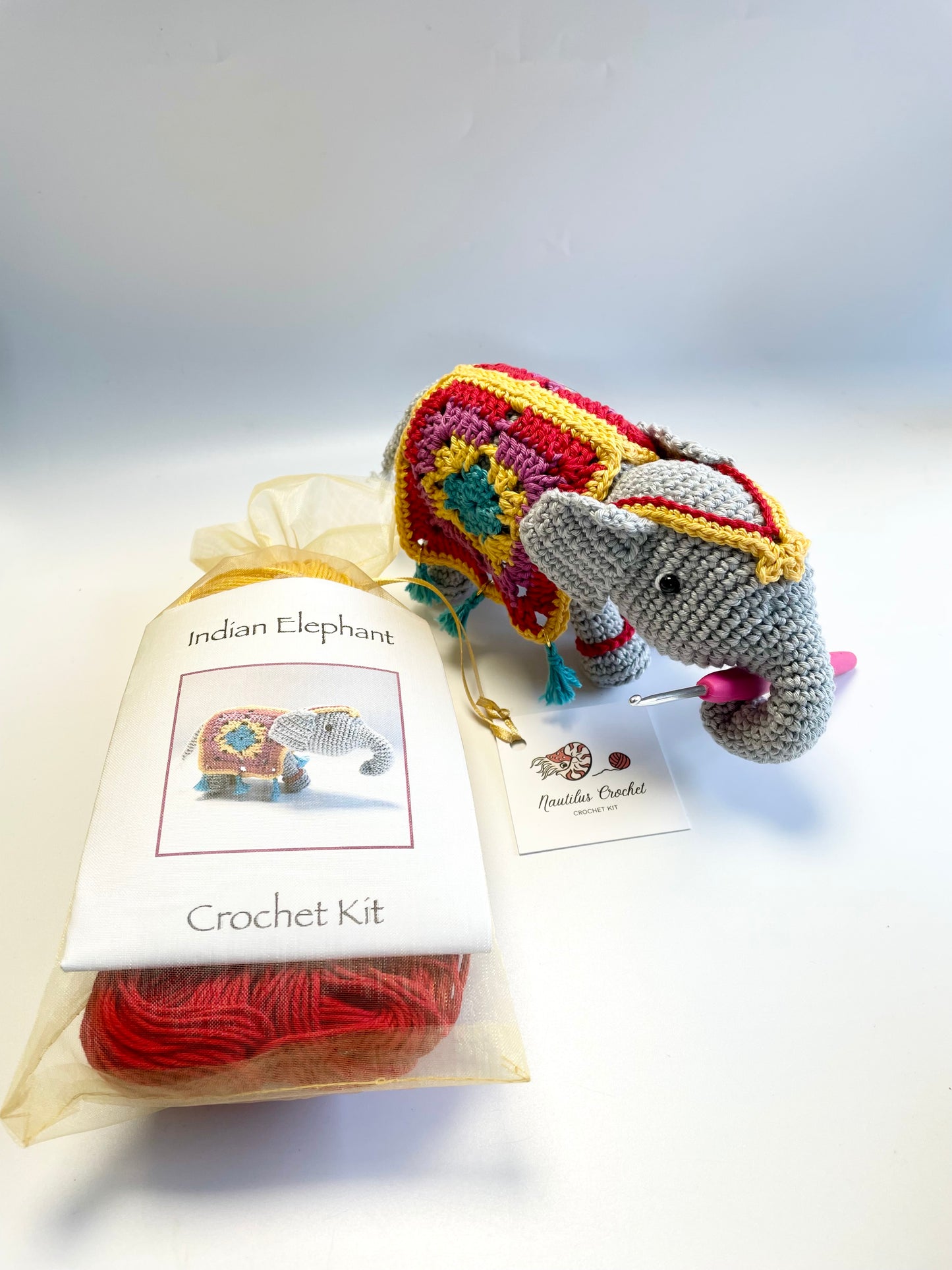Indian Festival Elephant Amigurumi Crochet Kit. Commissioned by The British Museum. With luxury yarns, full instructions & accessories.