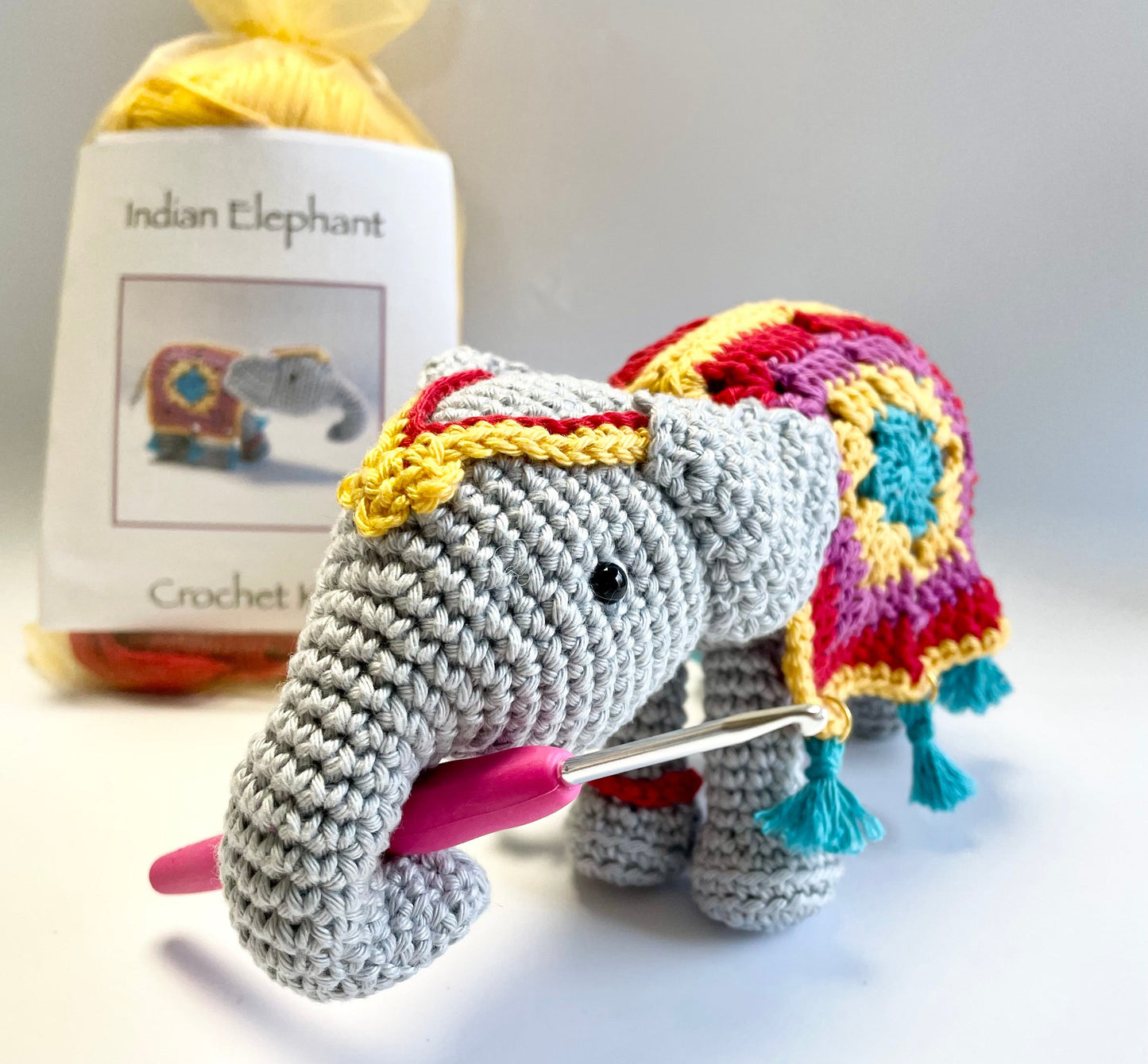 Indian Festival Elephant Amigurumi Crochet Kit. Commissioned by The British Museum. With luxury yarns, full instructions & accessories.