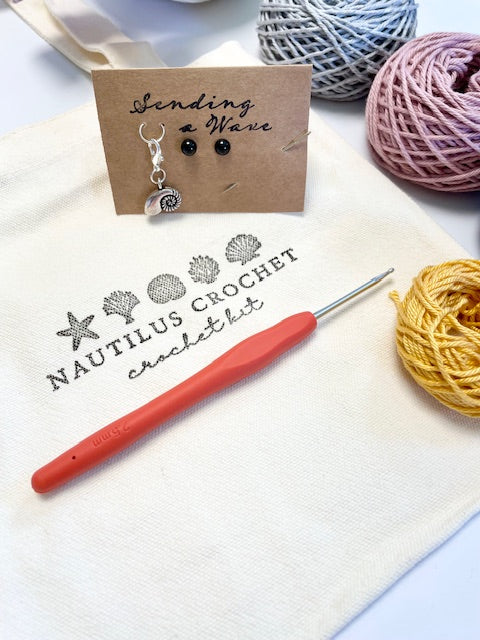 Cliff the Seagull. Complete Eco Crochet Kit. Luxury Yarns, Tote, Step by Step Instructions, Hook, Silver Stitch Marker & more!
