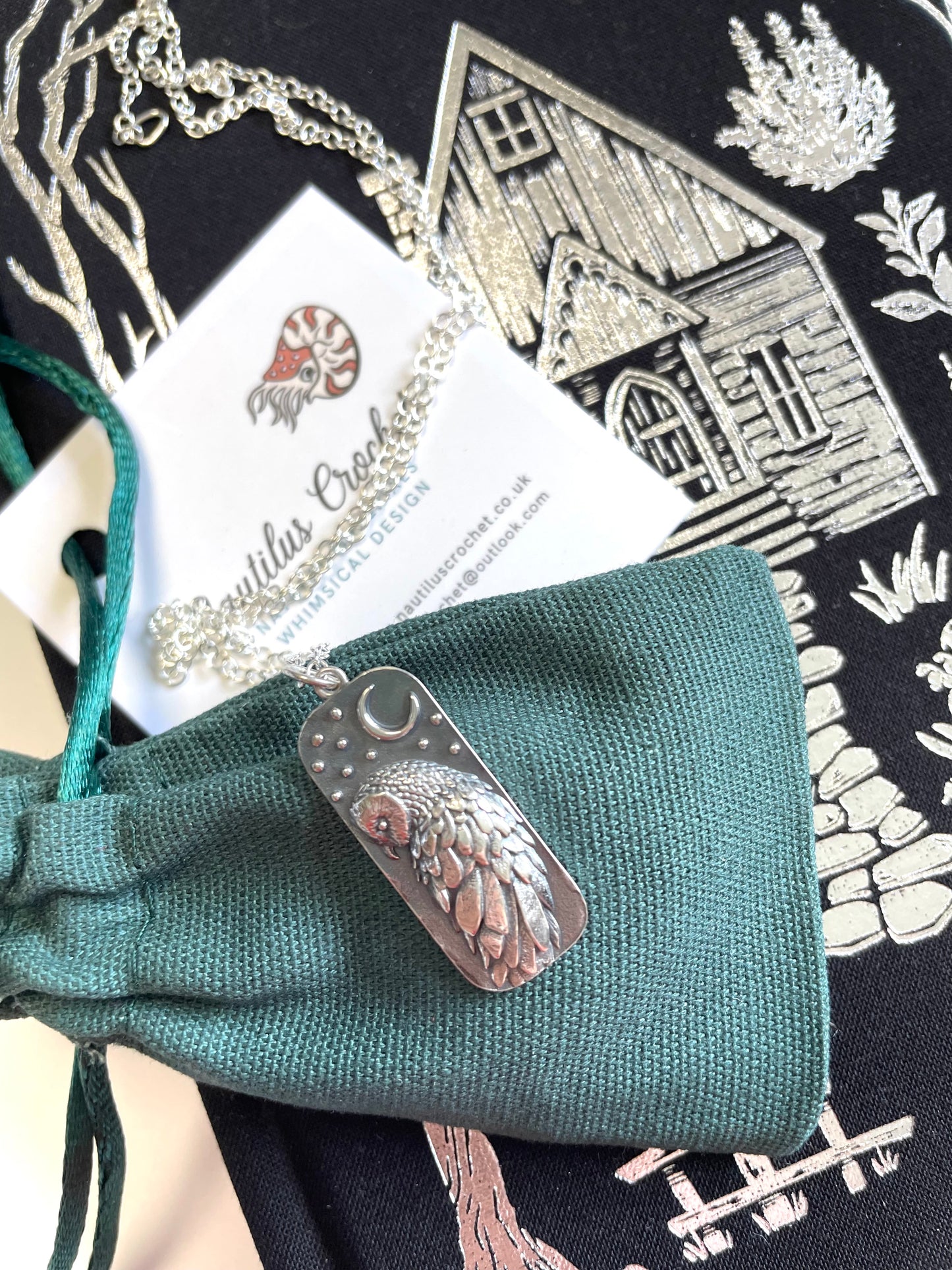 Owl and Moon Necklace
