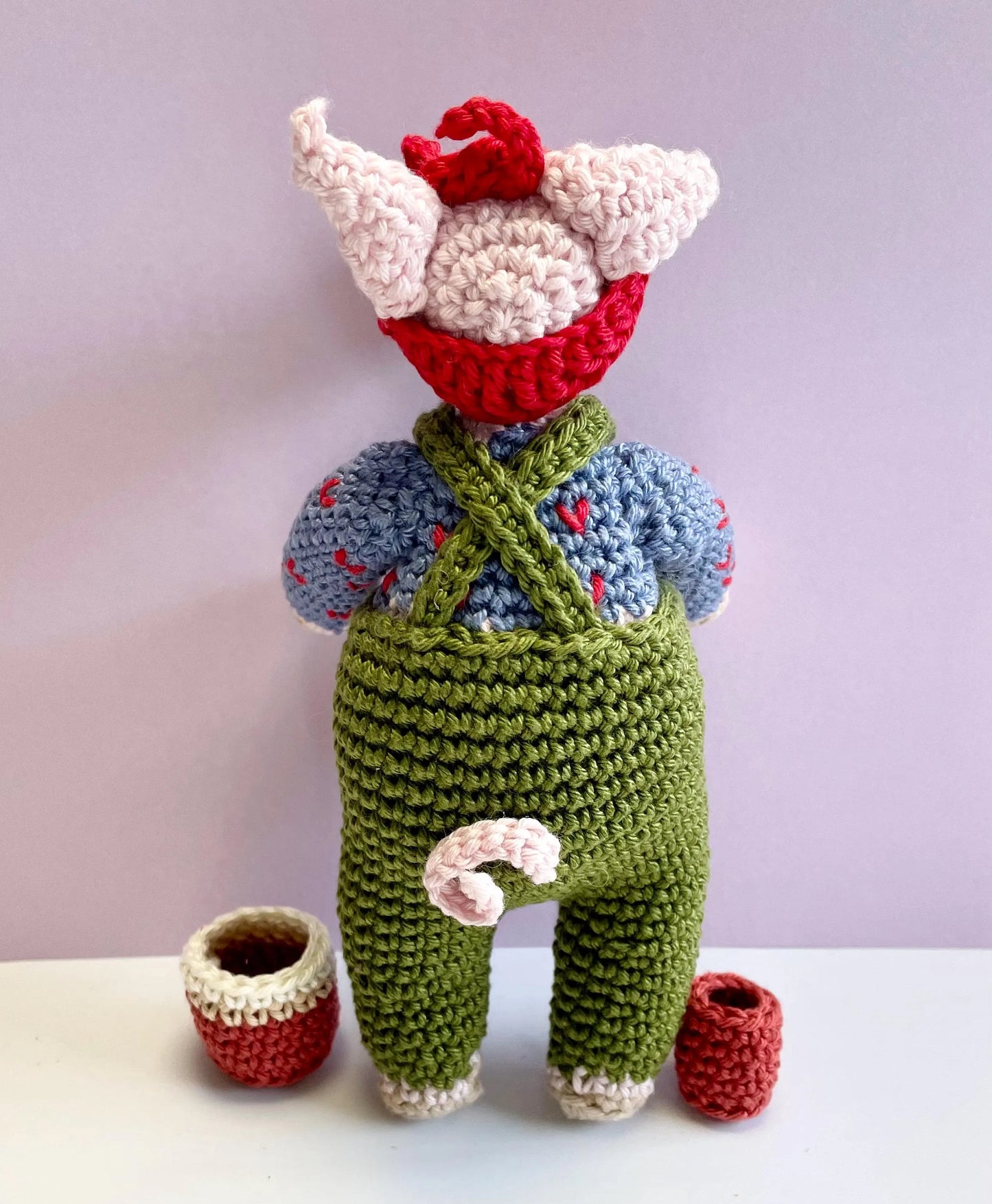 Flo The Potter! Pig Amigurumi Crochet Kit featuring Flo, A gorgeous dungaree clad pig with a passion for Pottery!