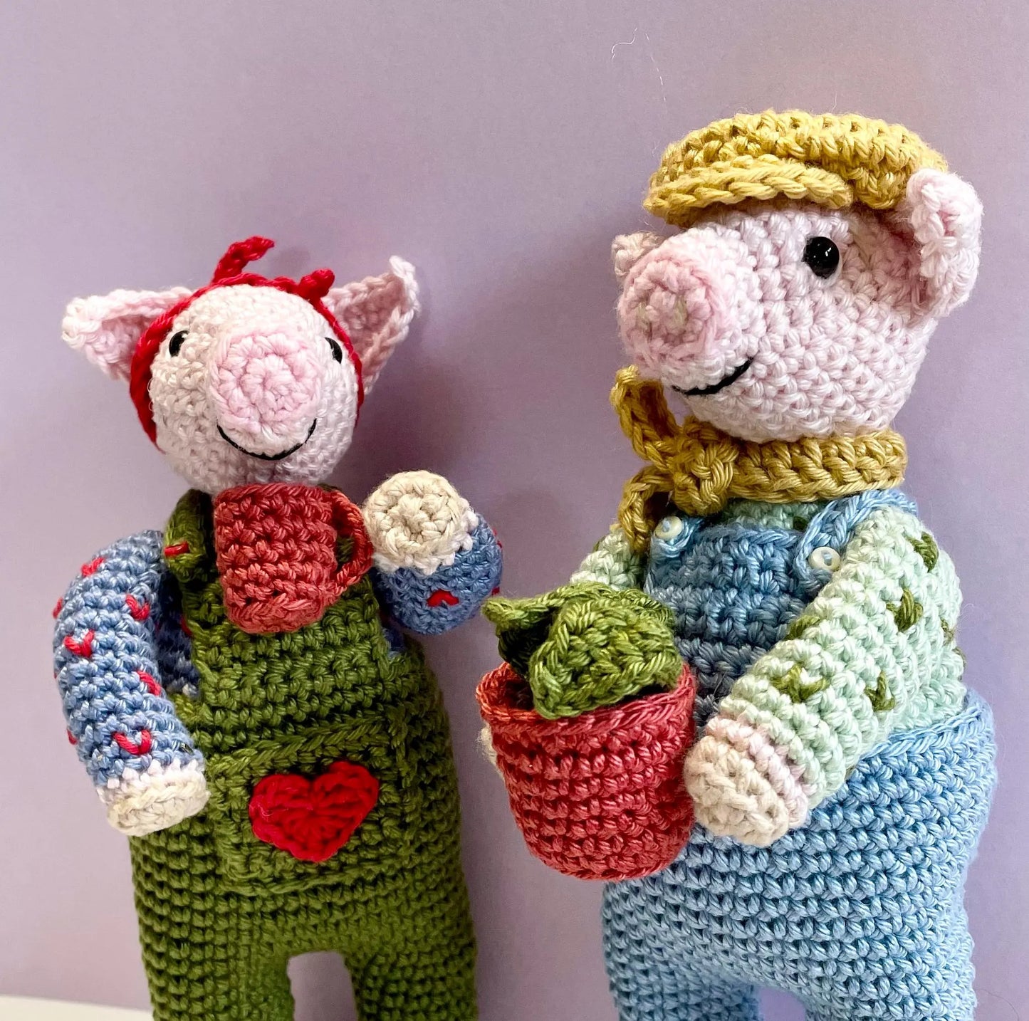 Flo The Potter! Pig Amigurumi Crochet Kit featuring Flo, A gorgeous dungaree clad pig with a passion for Pottery!