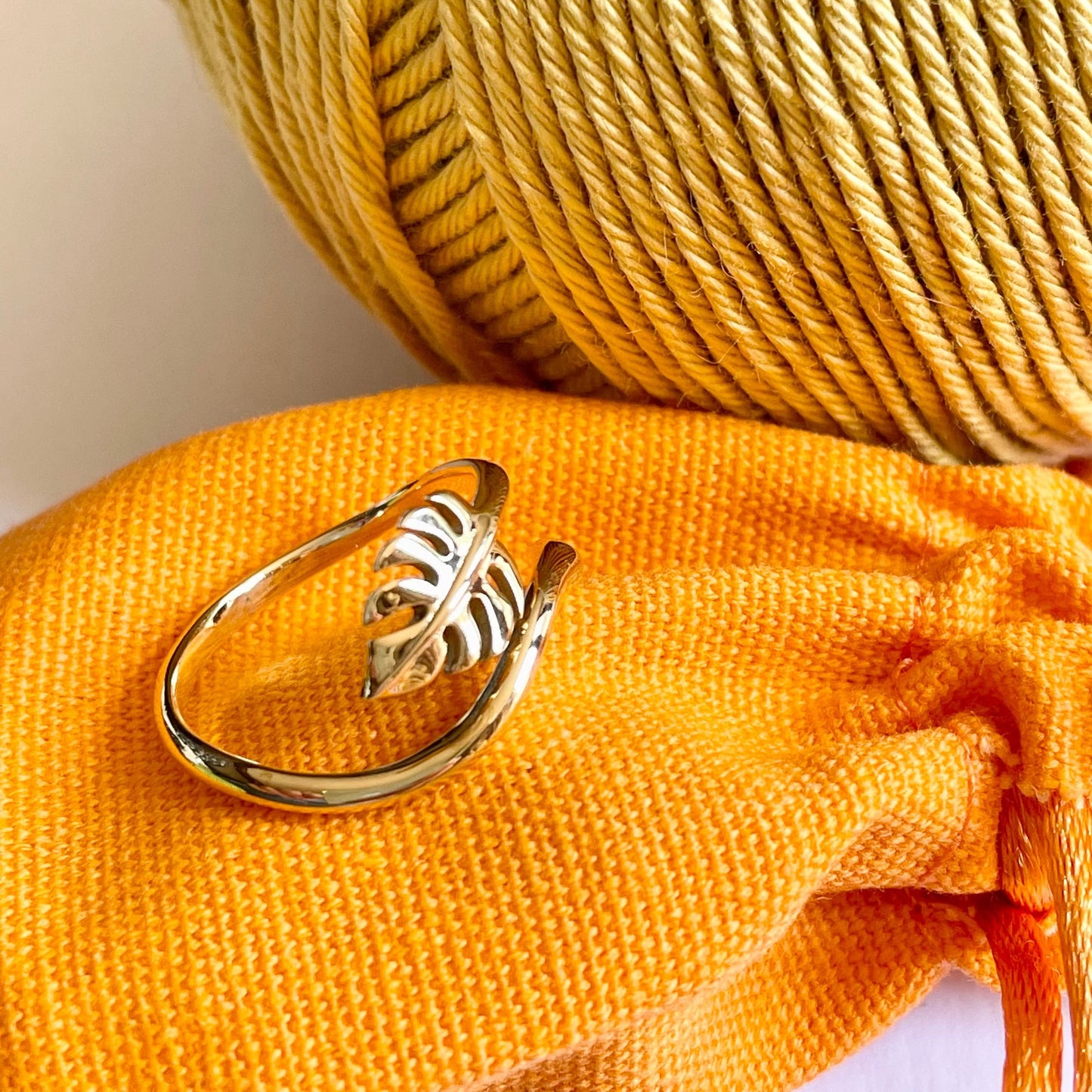 Monstera Crochet Ring. Adjustable for crochet tension and comfort. Handmade in Recycled Silver or Recycled Bronze.