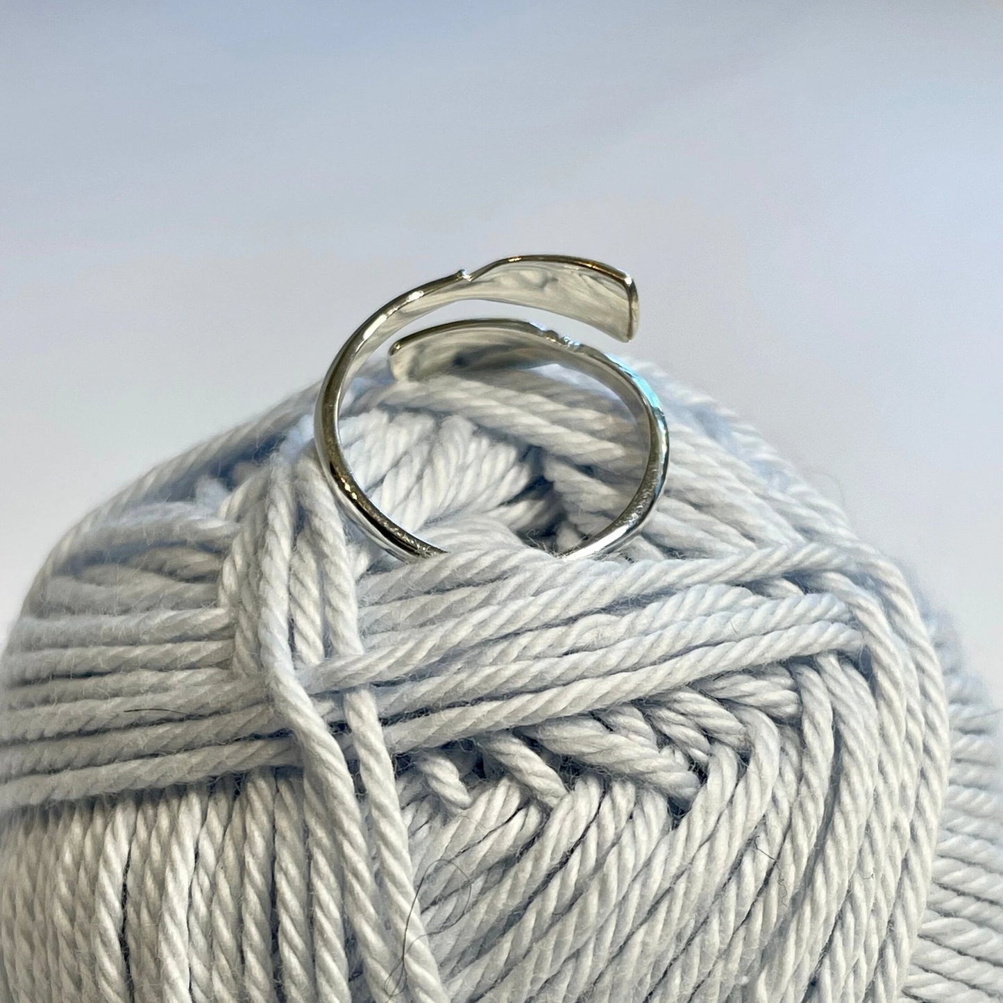 Handmade 'Rowing Oars' Sterling Silver Crochet Ring. Adjustable for crochet tension and comfort. Handmade in Silver for Nautilus Crochet.