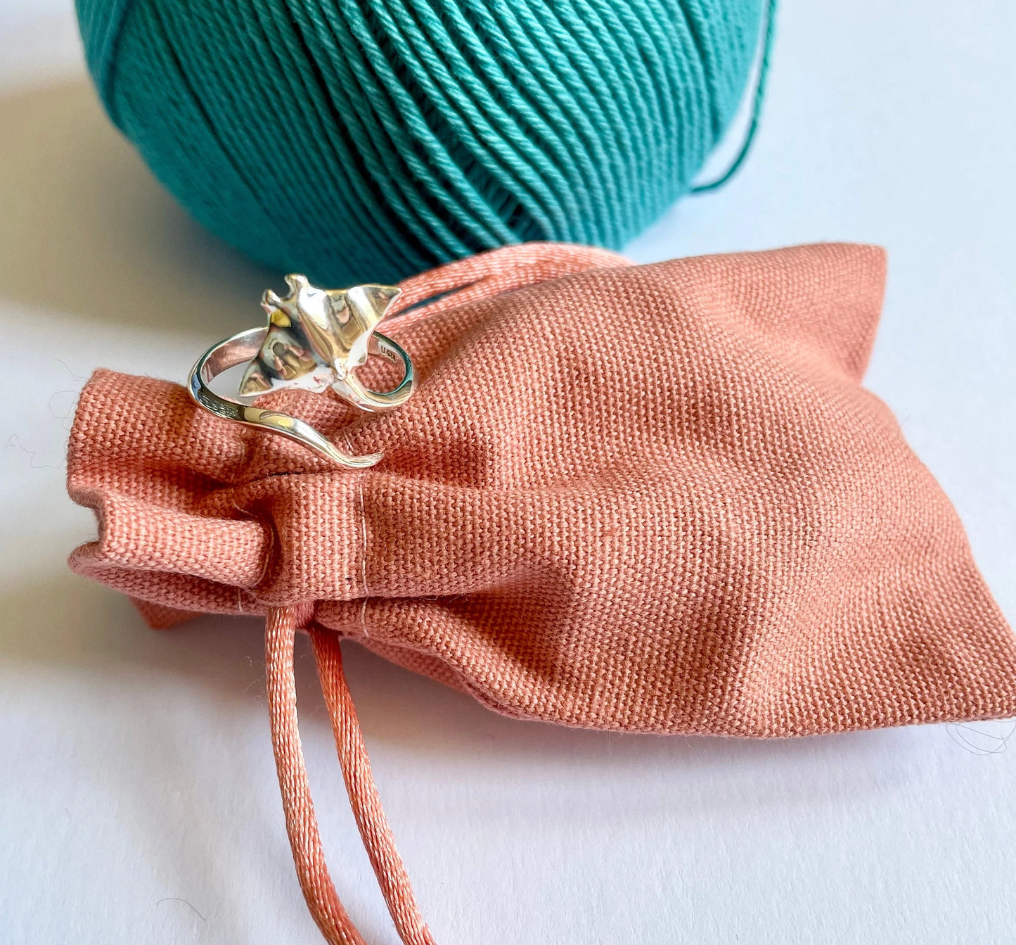 Manta Ray Sterling Silver Crochet Ring. Adjustable for crochet tension and comfort. Handmade in Recycled Silver.