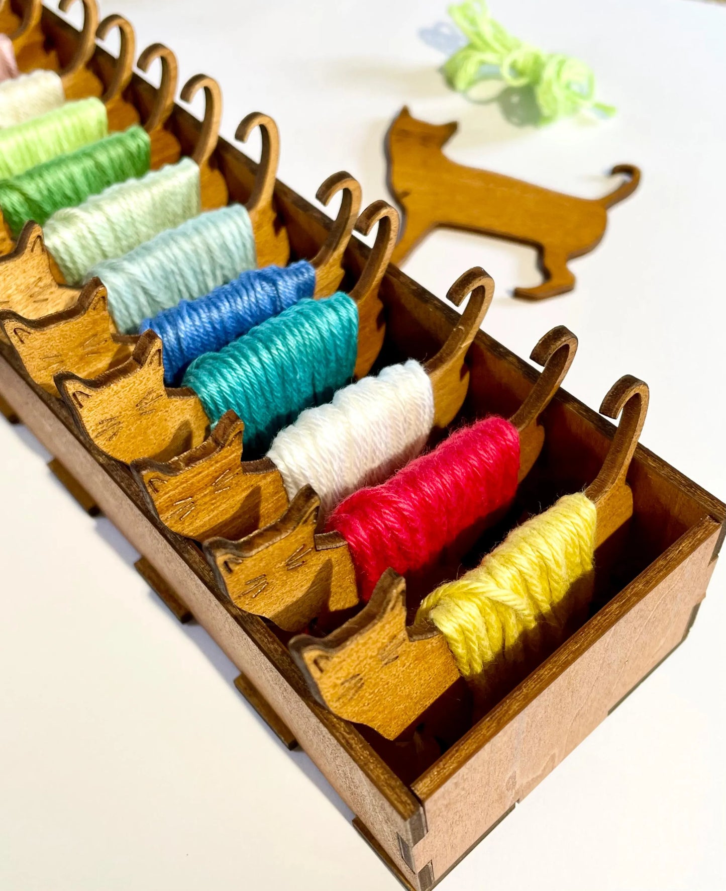 Cat Yarn Ends Holder. Yarn Storage. Tidy up your W.I.P basket with this herd of 15 cats! Made in Rosewood.