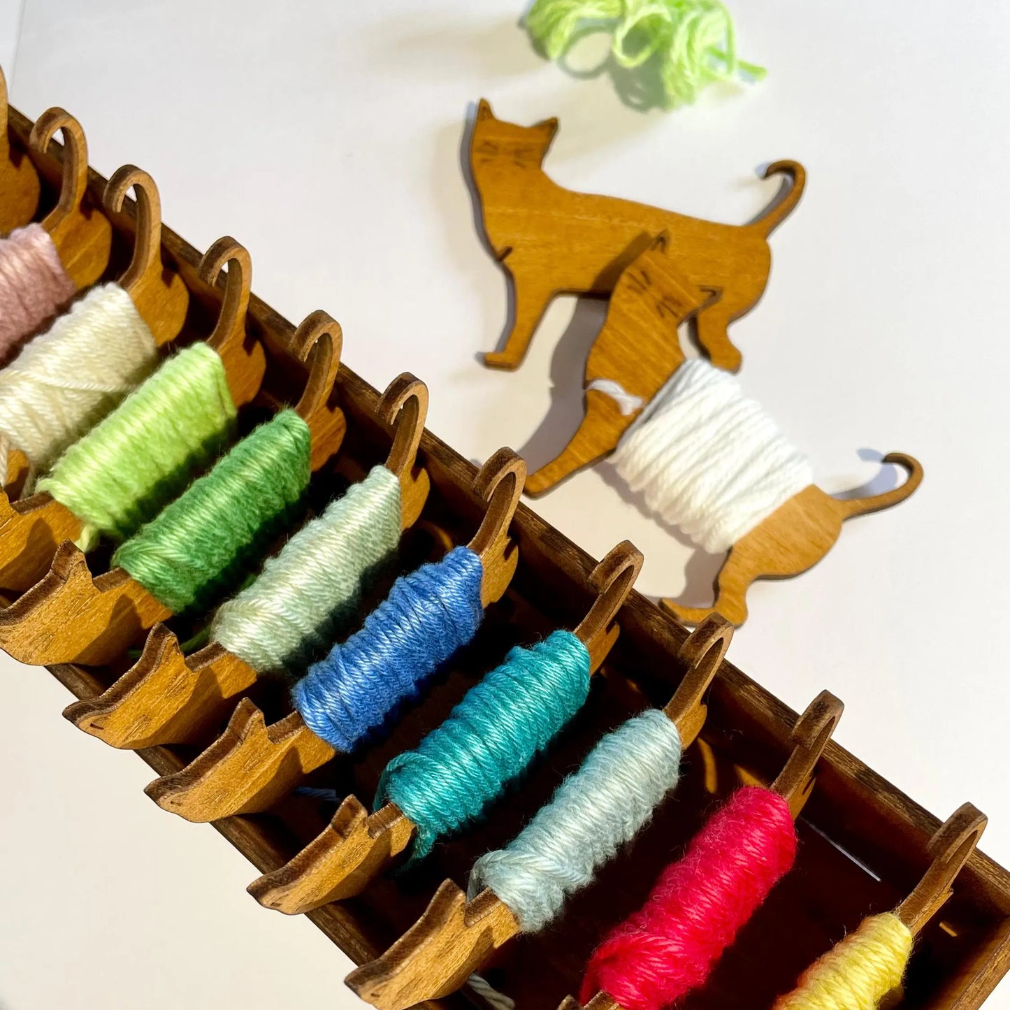 Cat Yarn Ends Holder. Yarn Storage. Tidy up your W.I.P basket with this herd of 15 cats! Made in Rosewood.